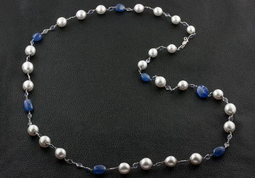 Pearl, Sapphire & Tanzanite Necklace