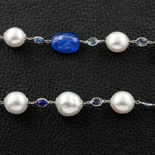 Pearl, Sapphire & Tanzanite Necklace