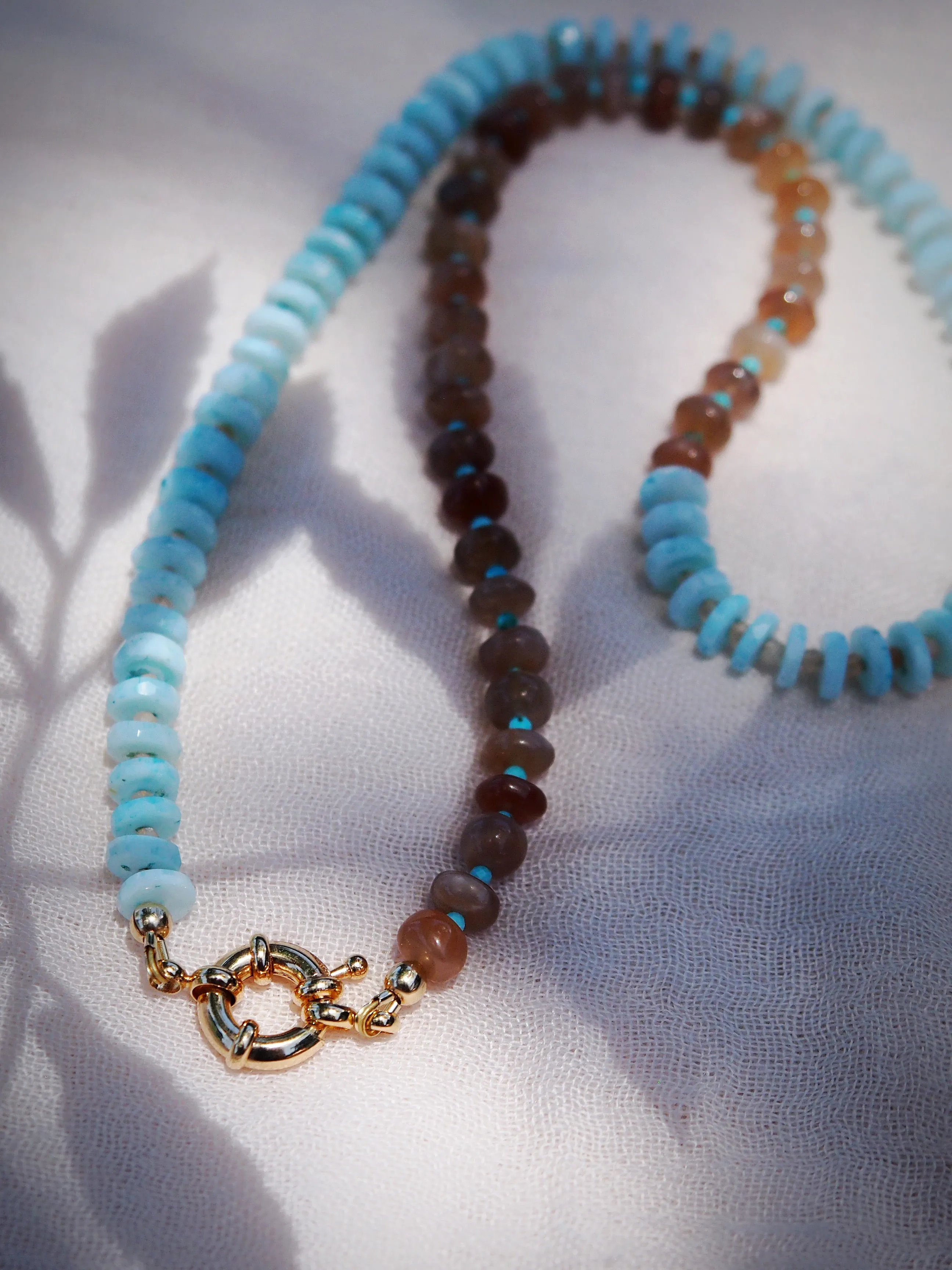 Peruvian Blue Opal Brown Moonstone Necklace - Kekepania