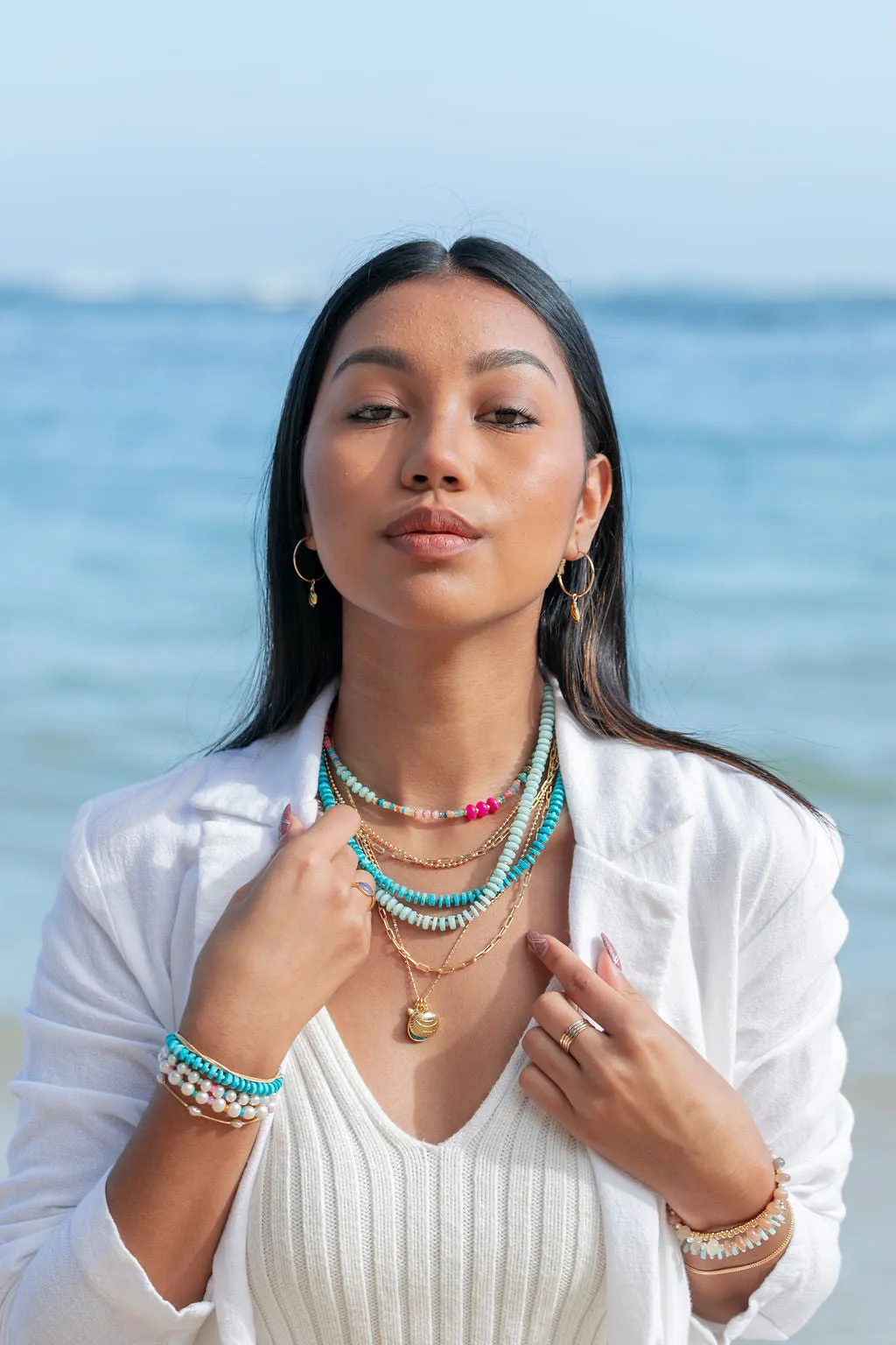 Peruvian Blue Opal Brown Moonstone Necklace - Kekepania