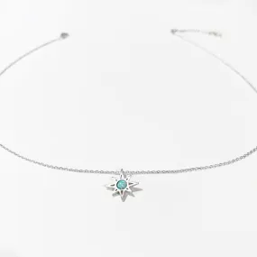 Peruvian Opal Silver Circle Starburst Necklace