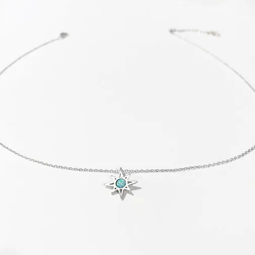 Peruvian Opal Silver Circle Starburst Necklace