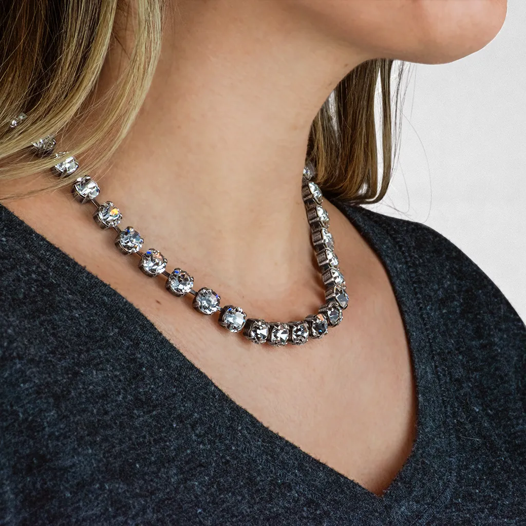 Petite Flower Cluster Necklace in "Aegean Coast" - Rhodium
