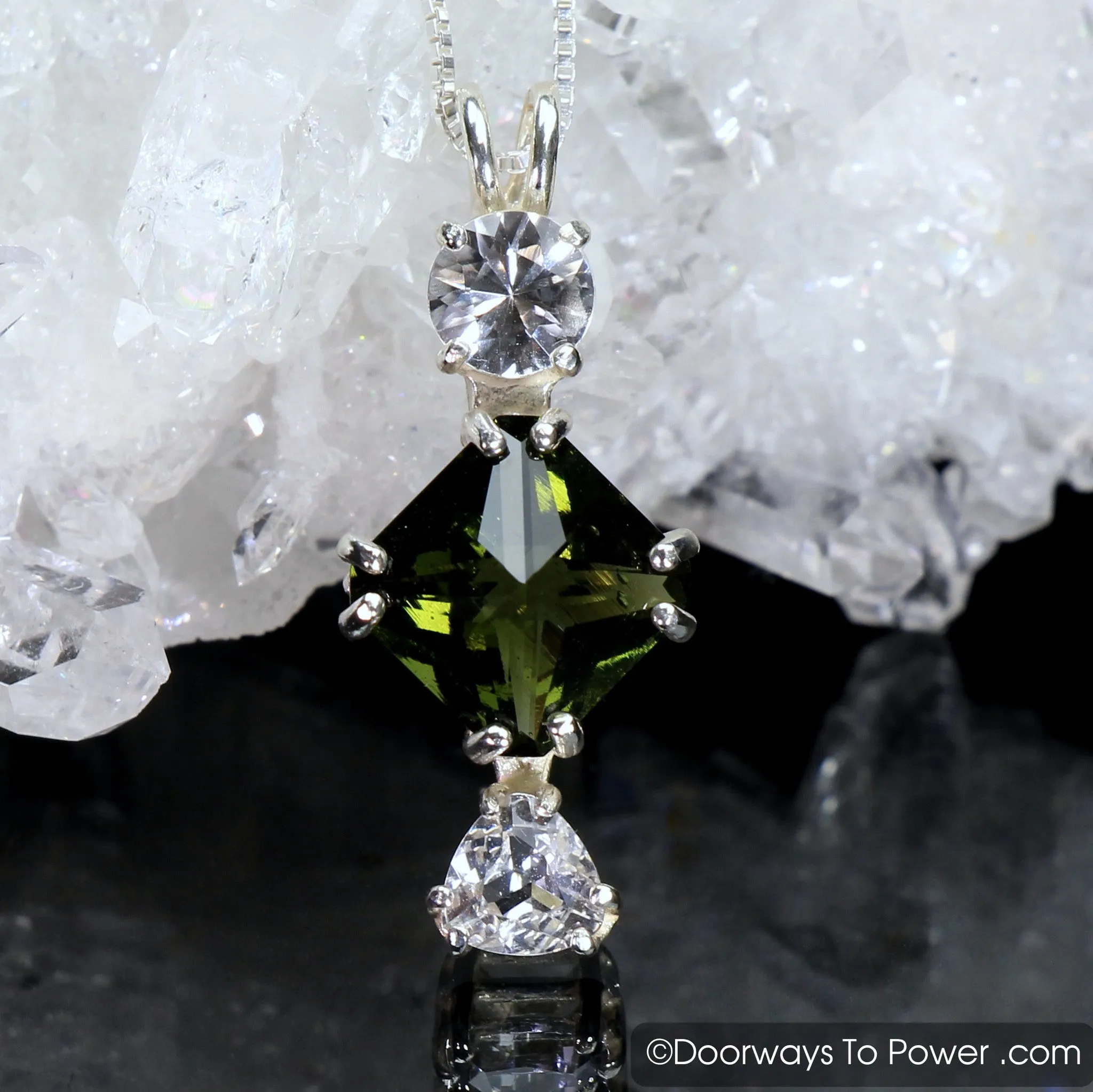 Phenacite Moldavite Danburite Mini Magician Stone Crystal Pendant