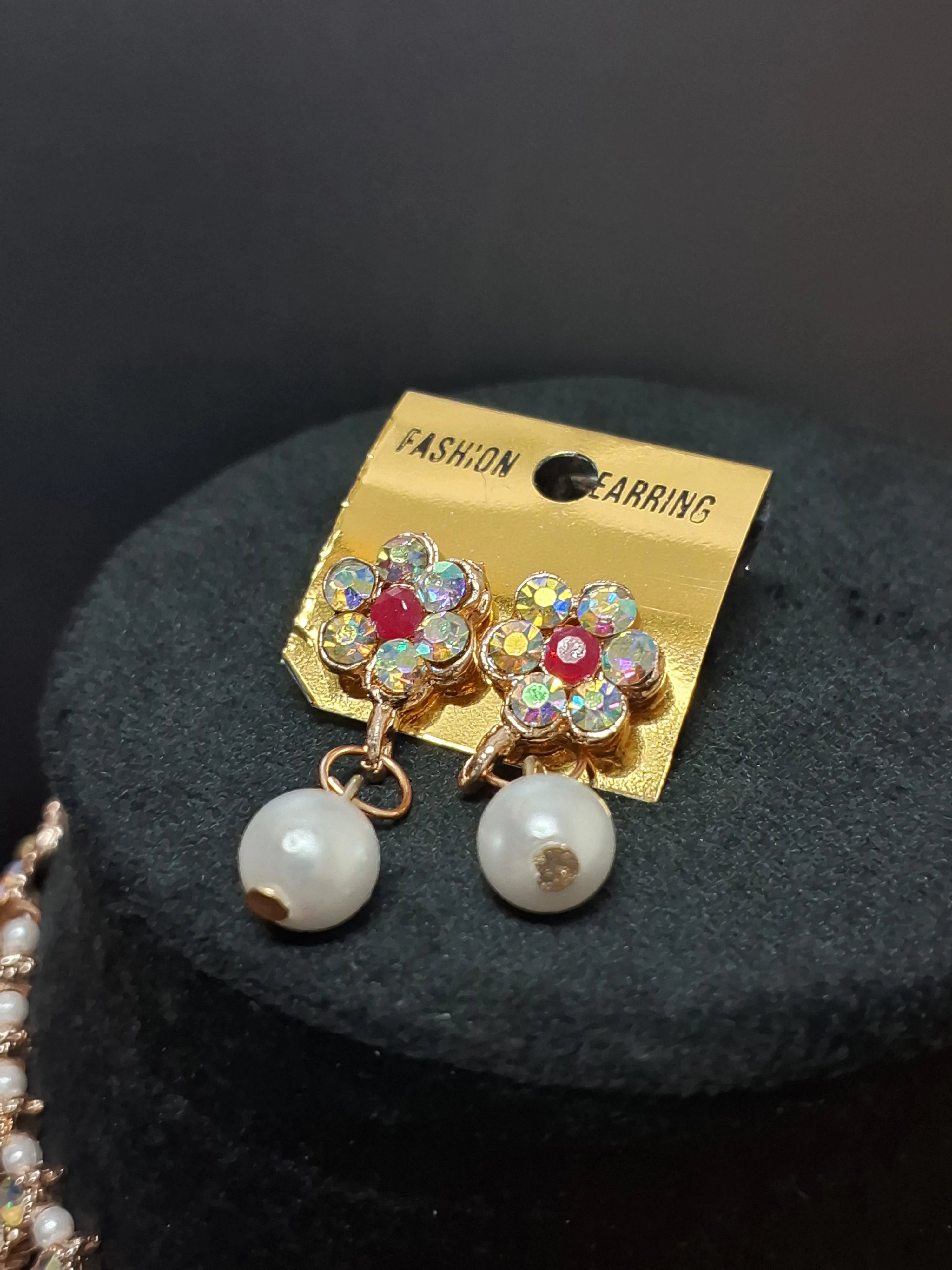 Pink Colour Kundan Necklace with Earring