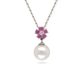 Pink Flower Pearl Necklace