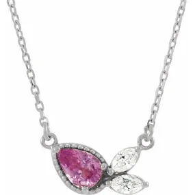 Pink sapphire and diamond necklace