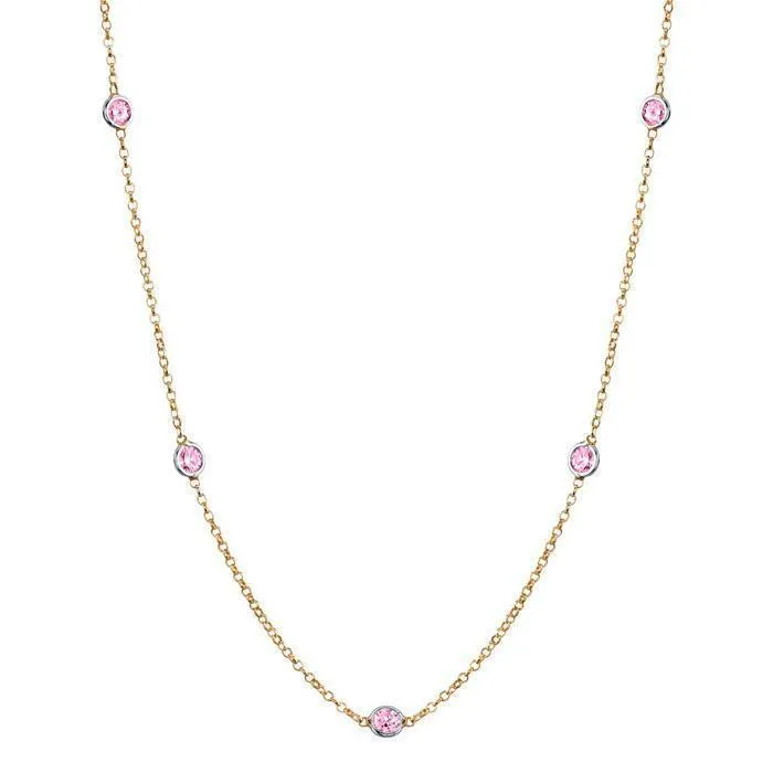 Pink Sapphire Station Necklace