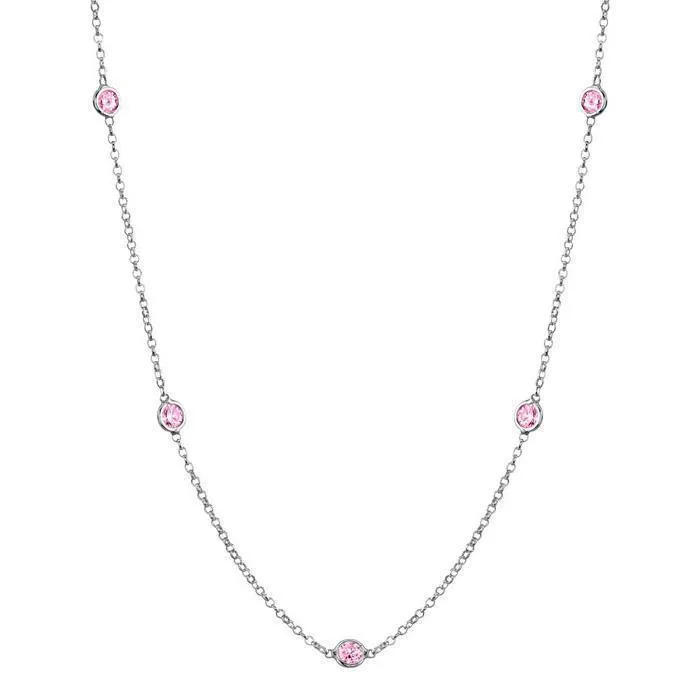 Pink Sapphire Station Necklace
