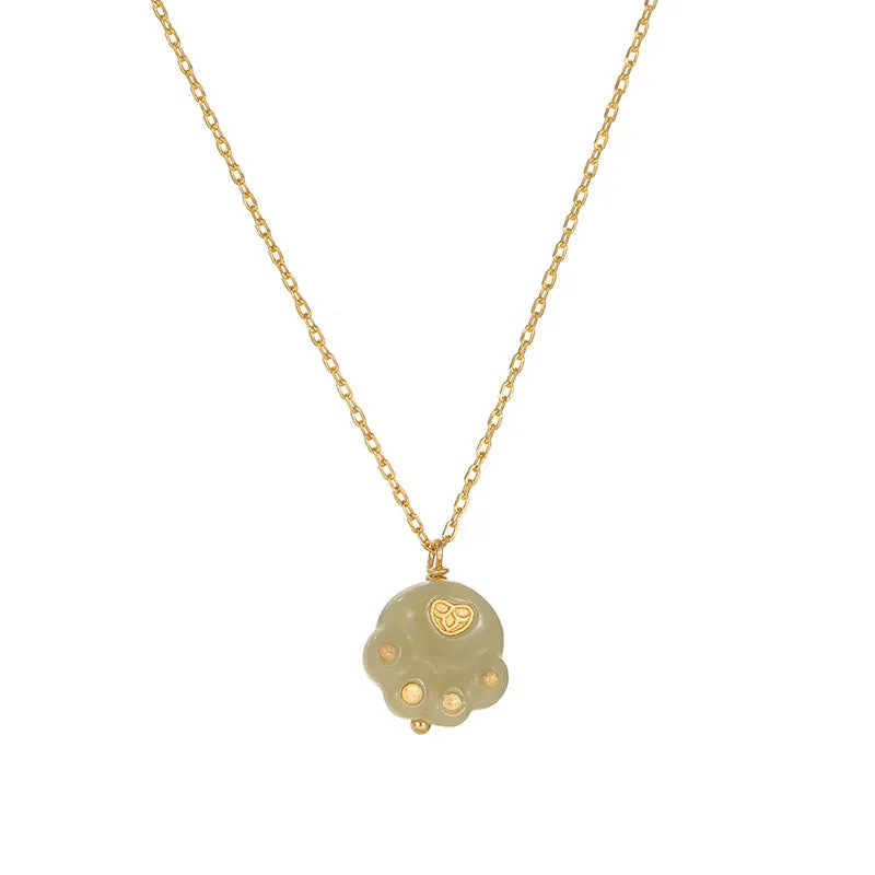 Planderful Collection - Fortune's Favor Sterling Silver Necklace with Hetian Jade Cat's Paw Pendant