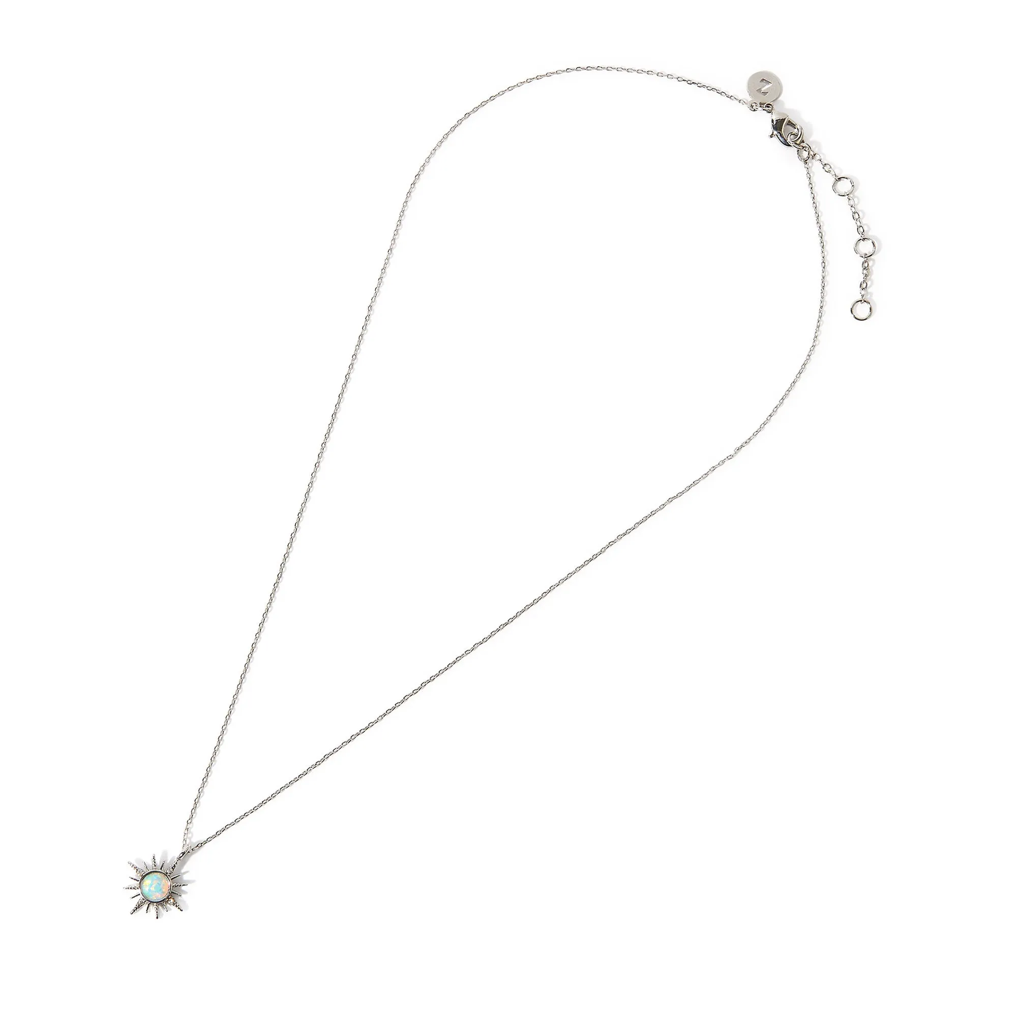 Platinum Plated Opal Starburst Pendant For Women By Accessorize London