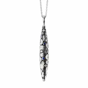 Platinum Shark Blue Sapphire & Diamond Pendant & Chain - M-88PS
