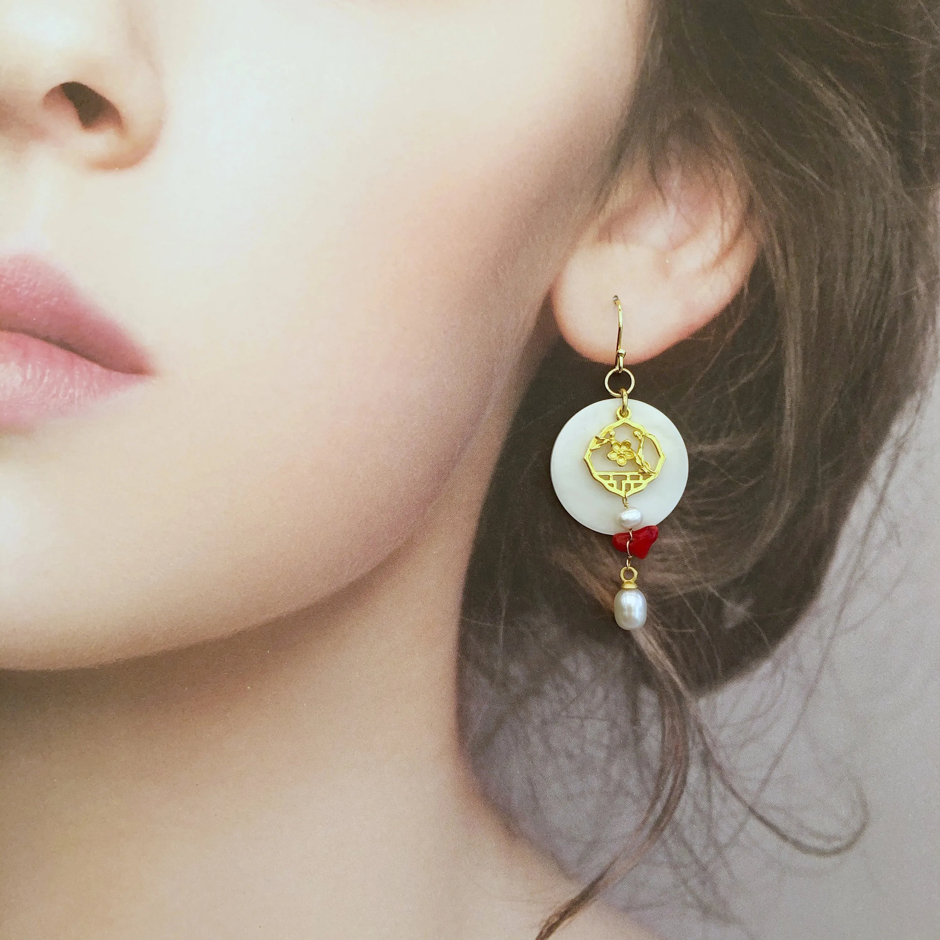 Plum Blossom Mother of Pearl Earrings