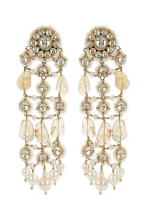 Polki Jaali Earrings- Amber