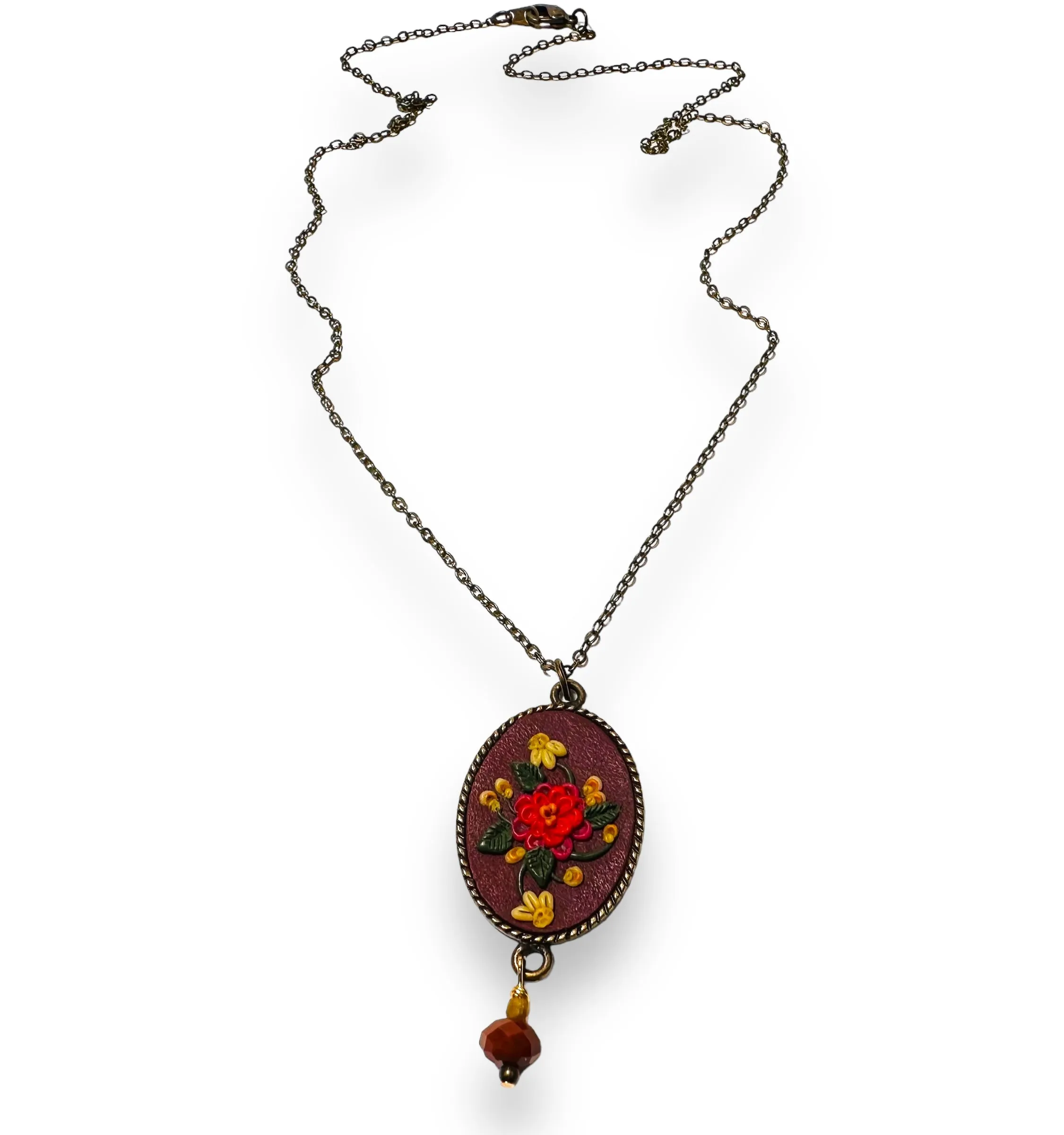 Polymer Clay Floral Sculpted Necklace