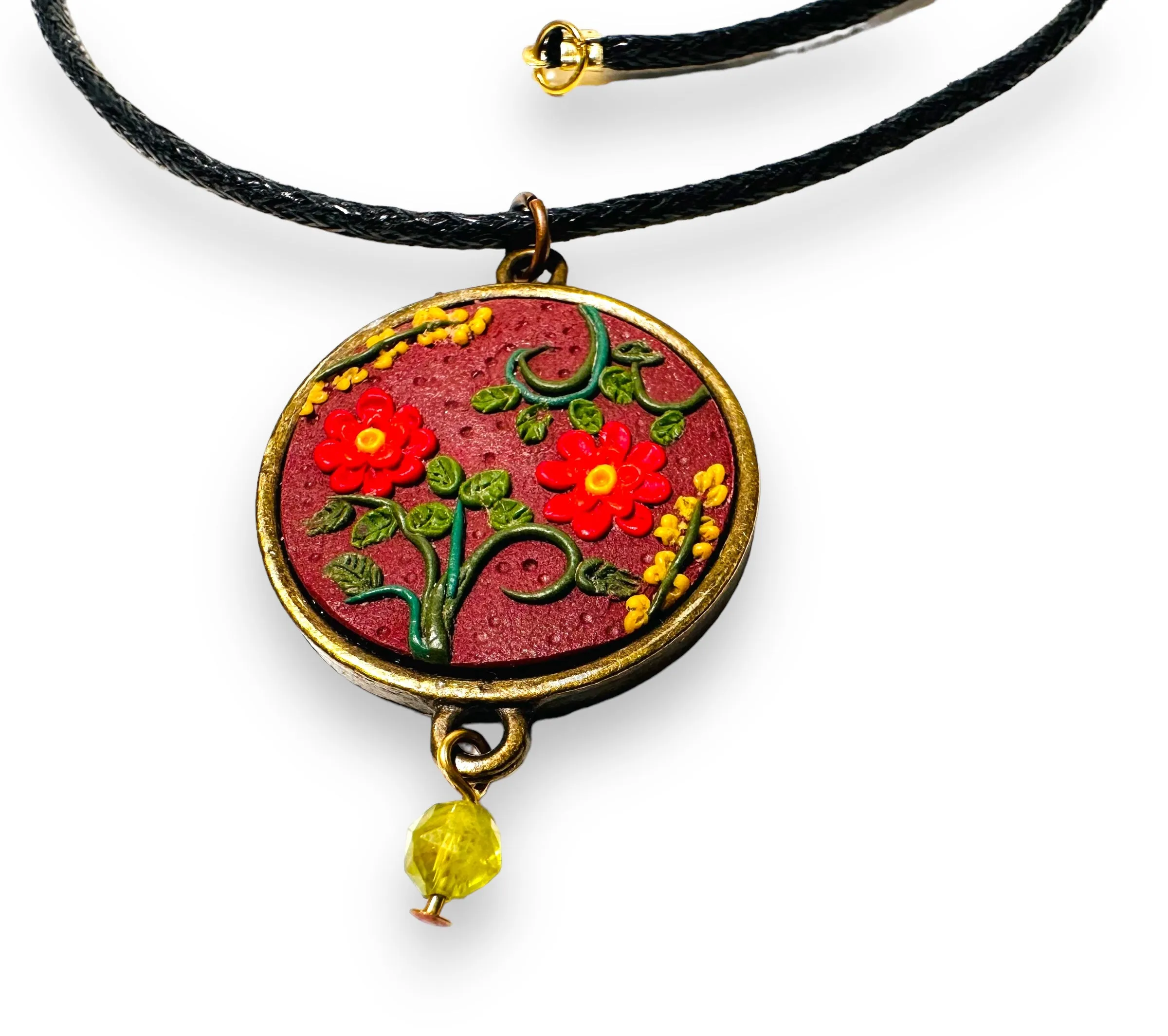 Polymer Clay Floral Sculpted Necklace