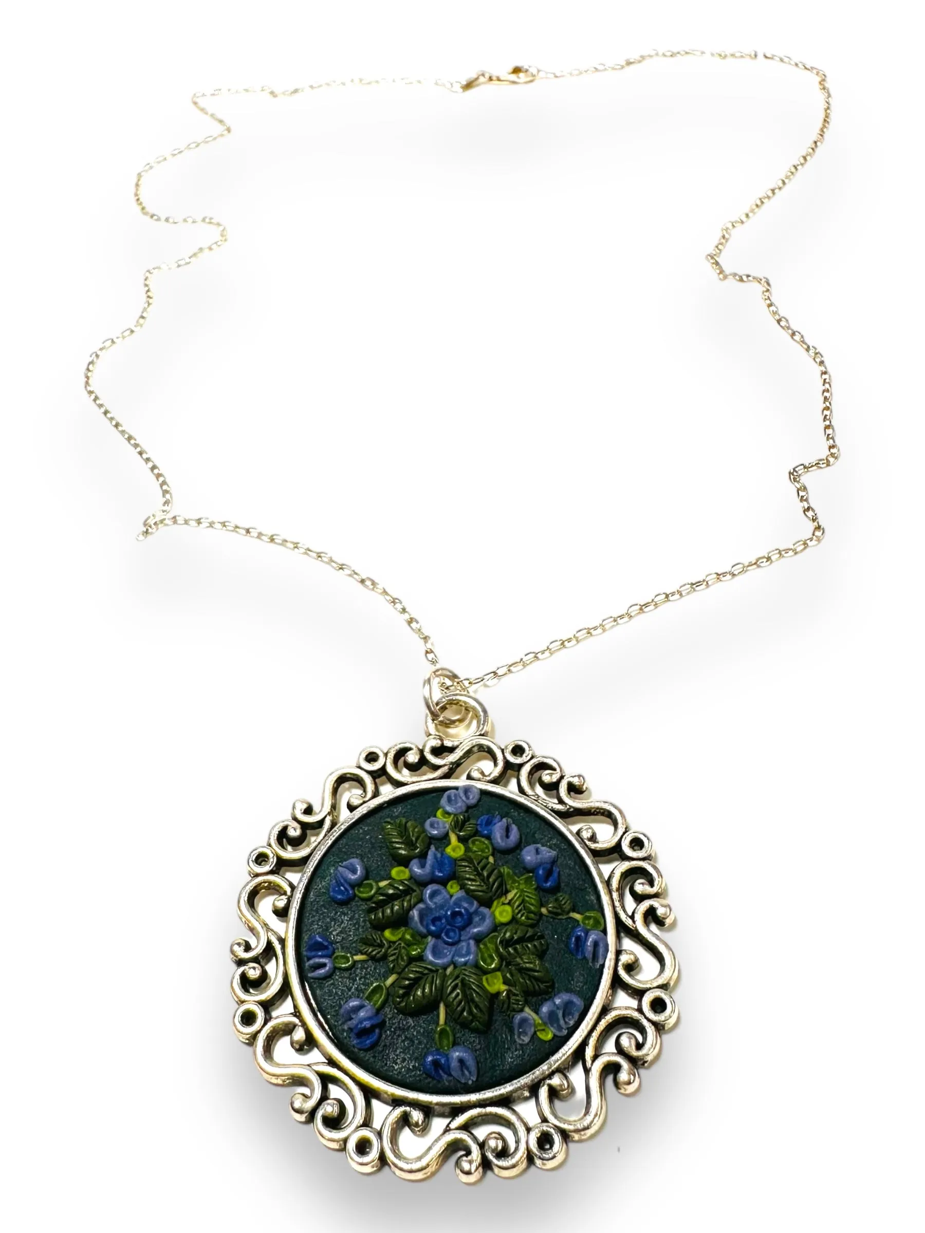 Polymer Clay Floral Sculpted Necklace