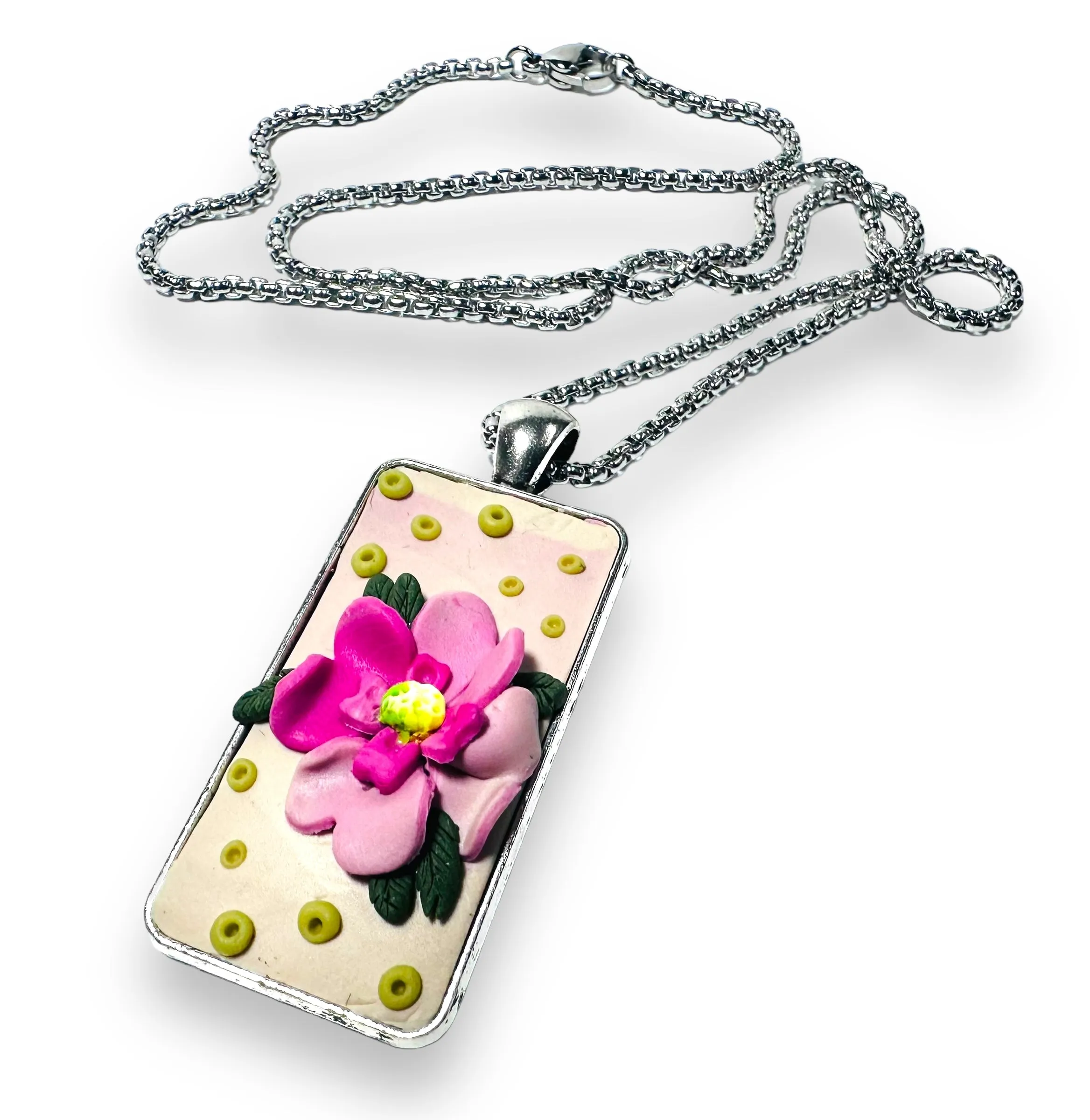 Polymer Clay Floral Sculpted Necklace