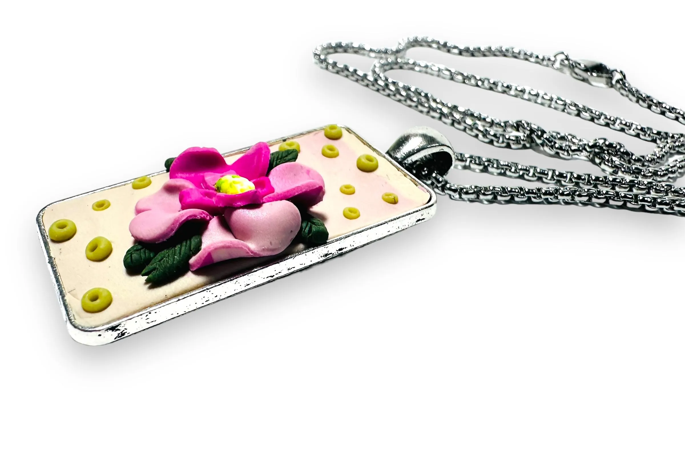 Polymer Clay Floral Sculpted Necklace