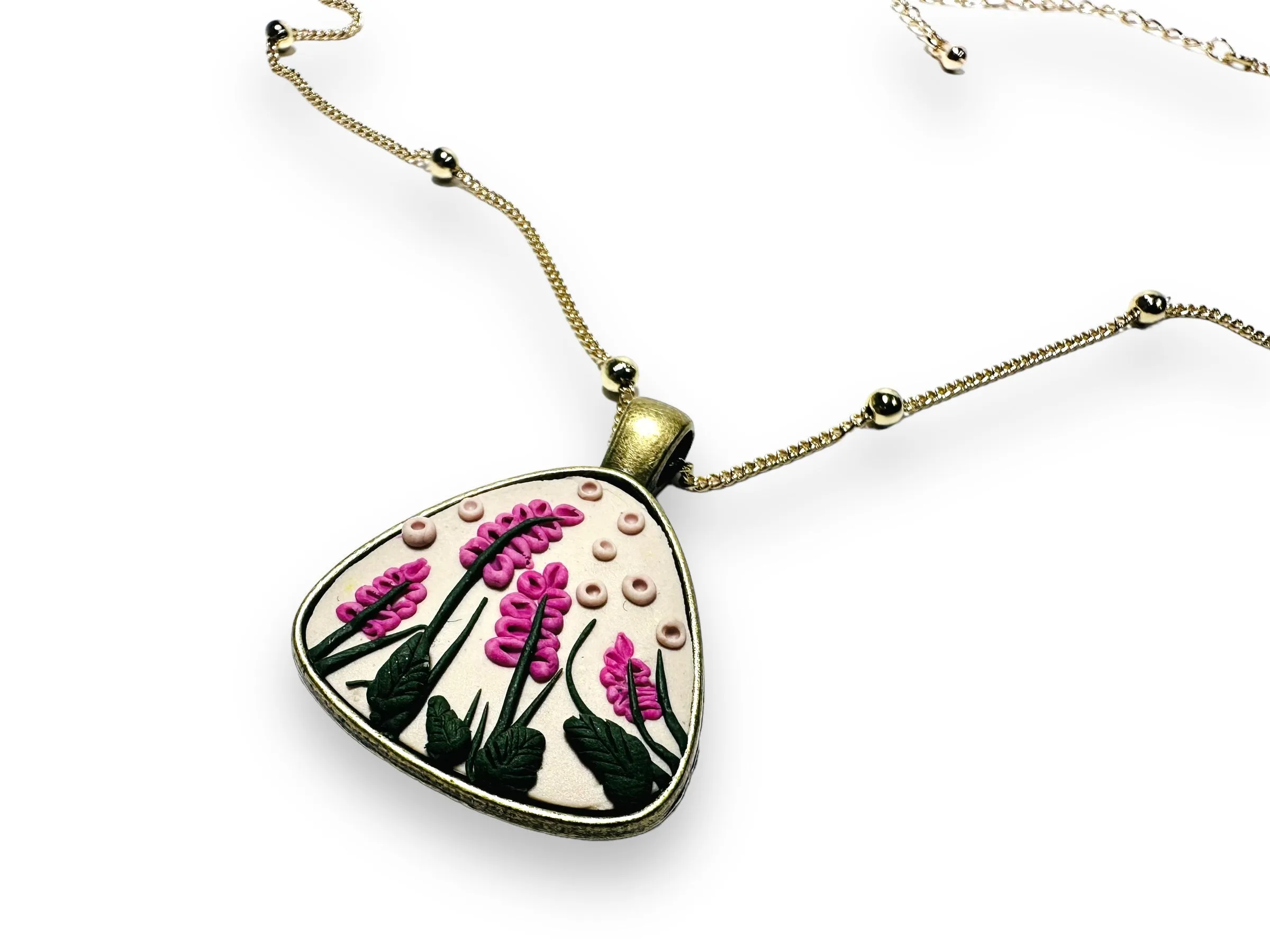 Polymer Clay Floral Sculpted Necklace