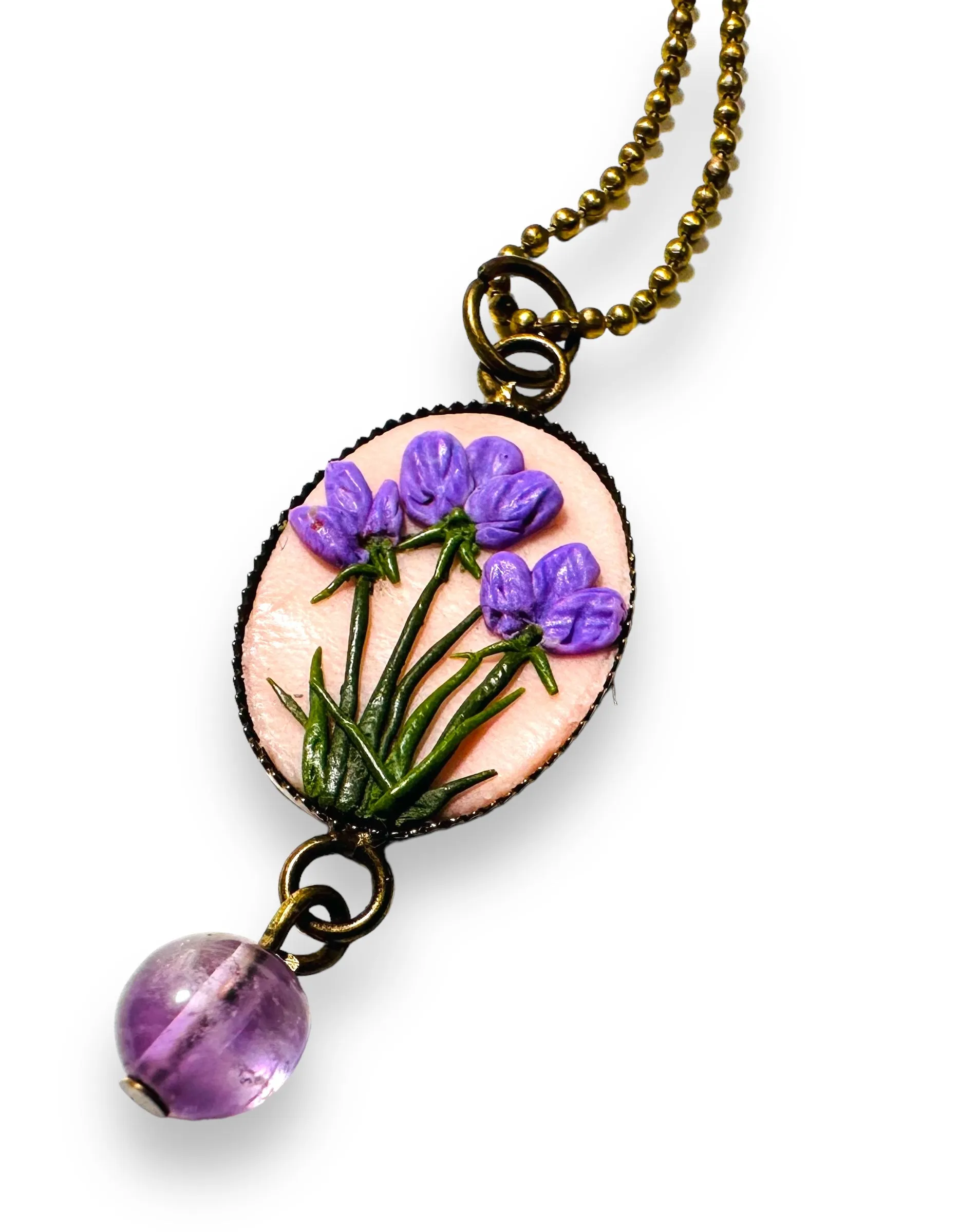 Polymer Clay Floral Sculpted Necklace