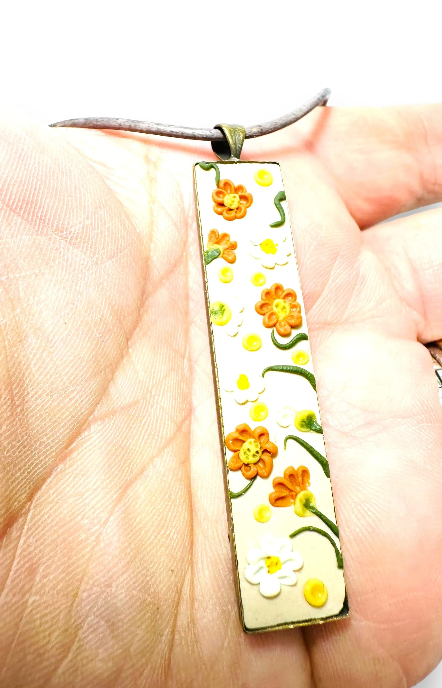 Polymer Clay Floral Sculpted Necklace