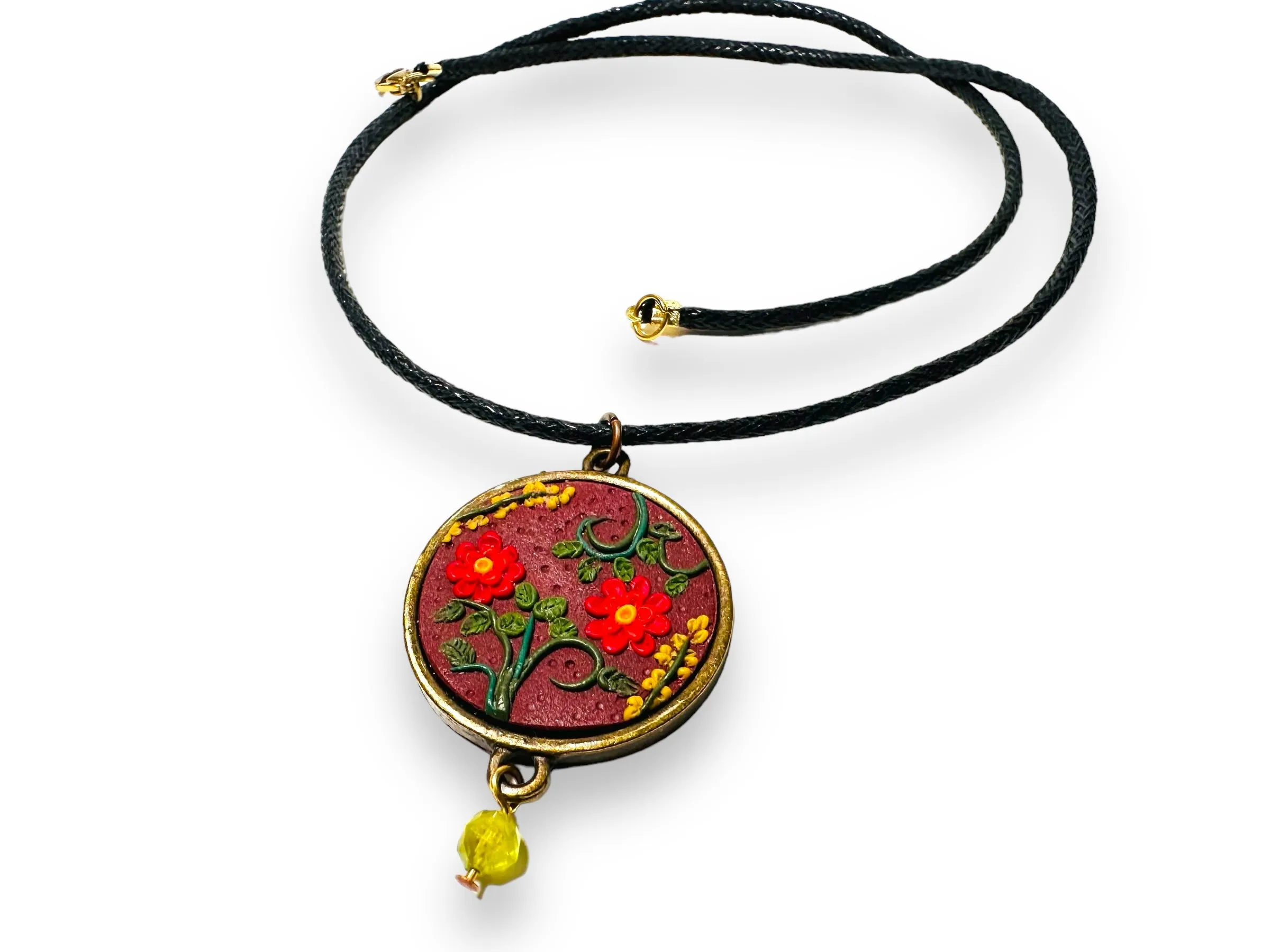 Polymer Clay Floral Sculpted Necklace