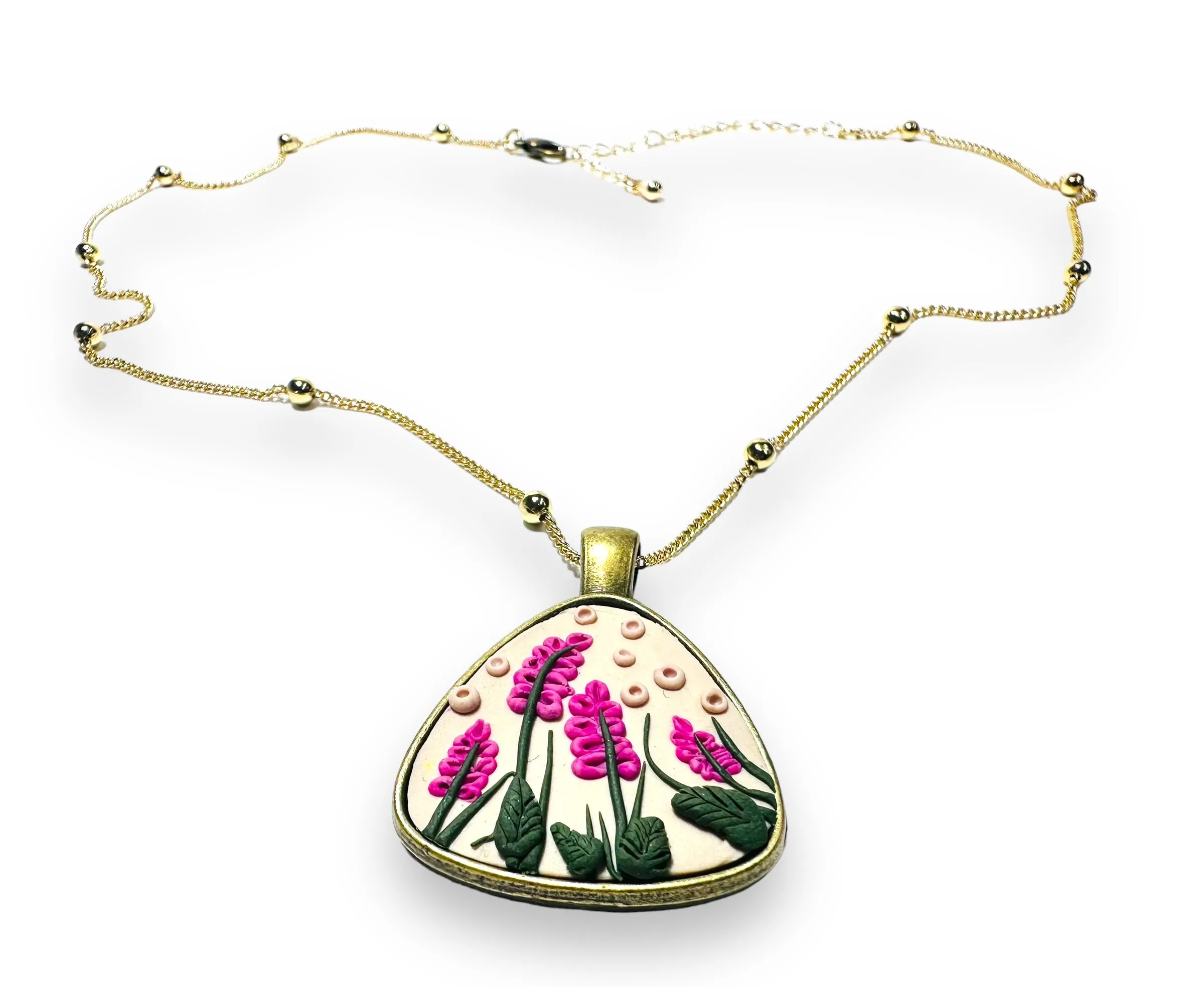 Polymer Clay Floral Sculpted Necklace