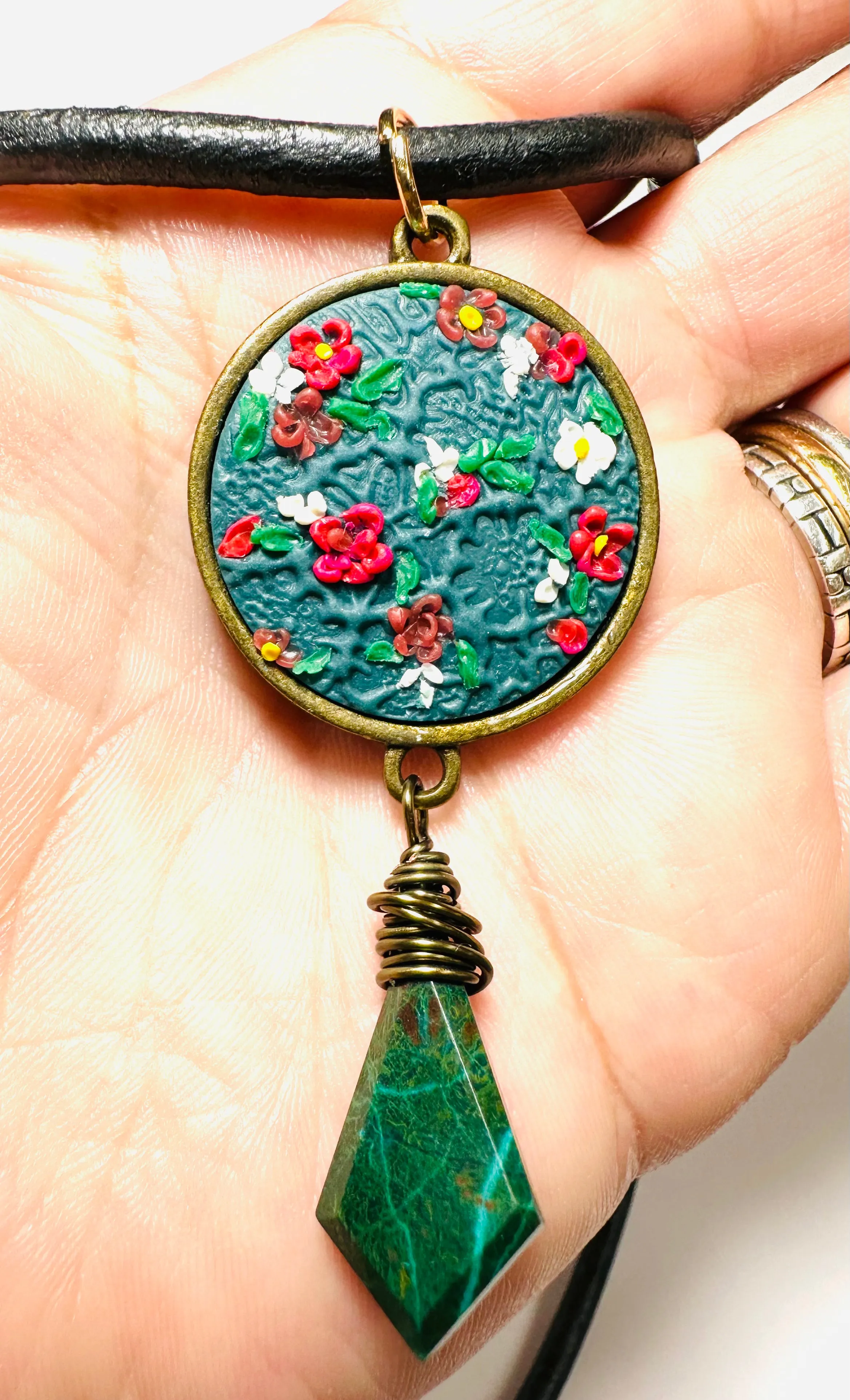 Polymer Clay Floral Sculpted Necklace