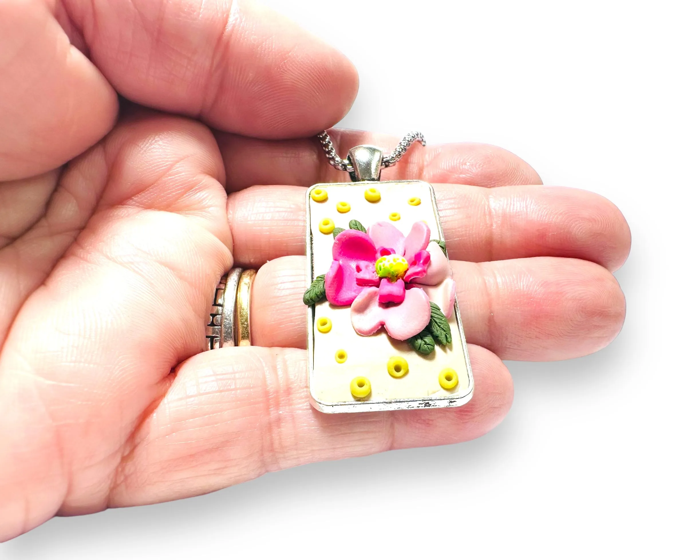 Polymer Clay Floral Sculpted Necklace