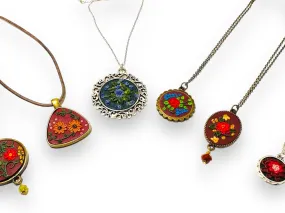 Polymer Clay Floral Sculpted Necklace