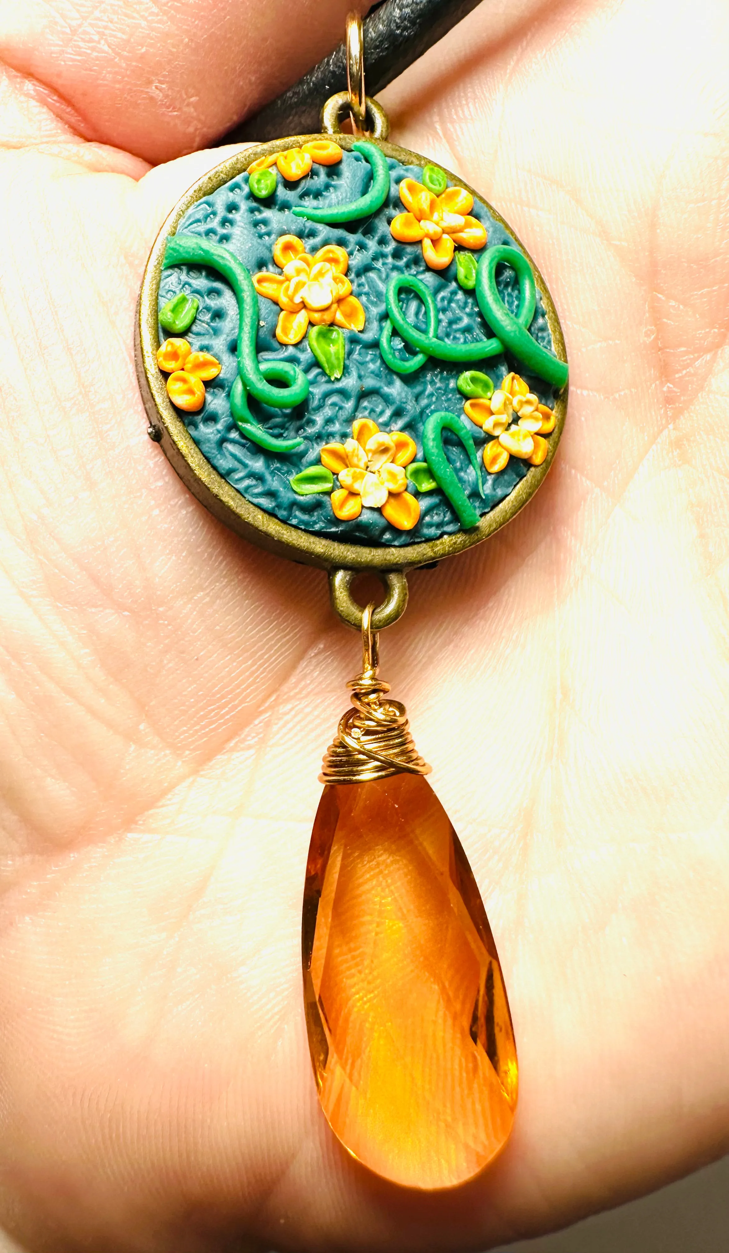 Polymer Clay Floral Sculpted Necklace