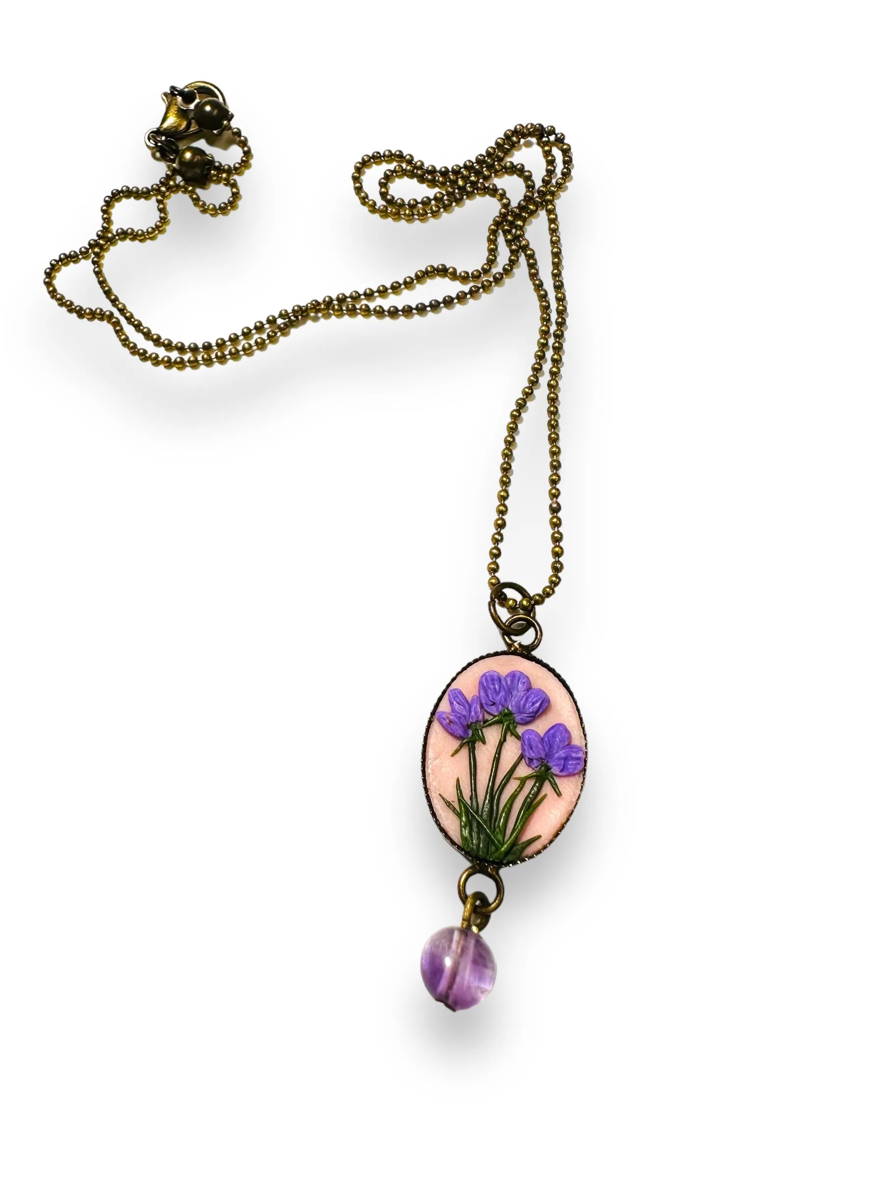 Polymer Clay Floral Sculpted Necklace