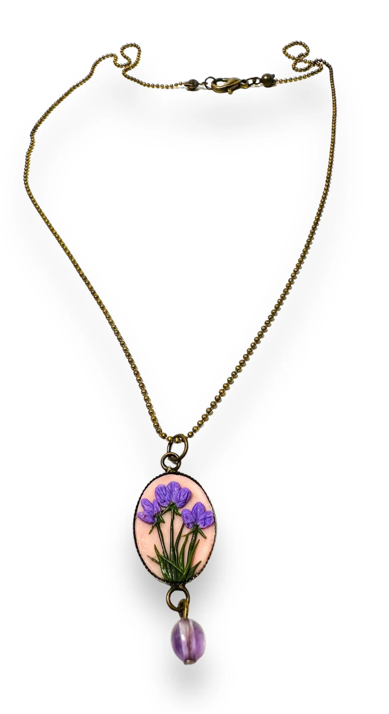 Polymer Clay Floral Sculpted Necklace