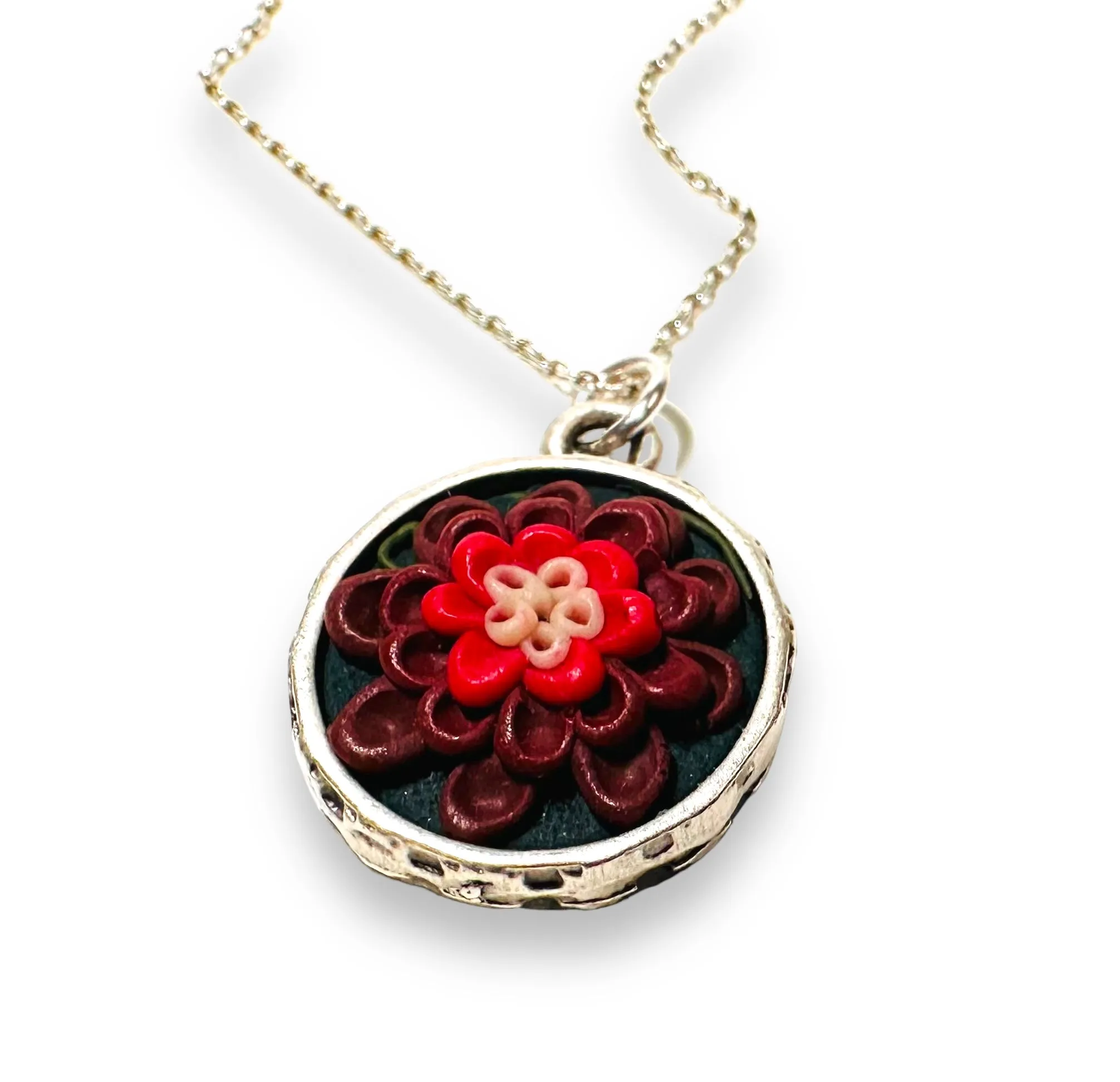 Polymer Clay Floral Sculpted Necklace