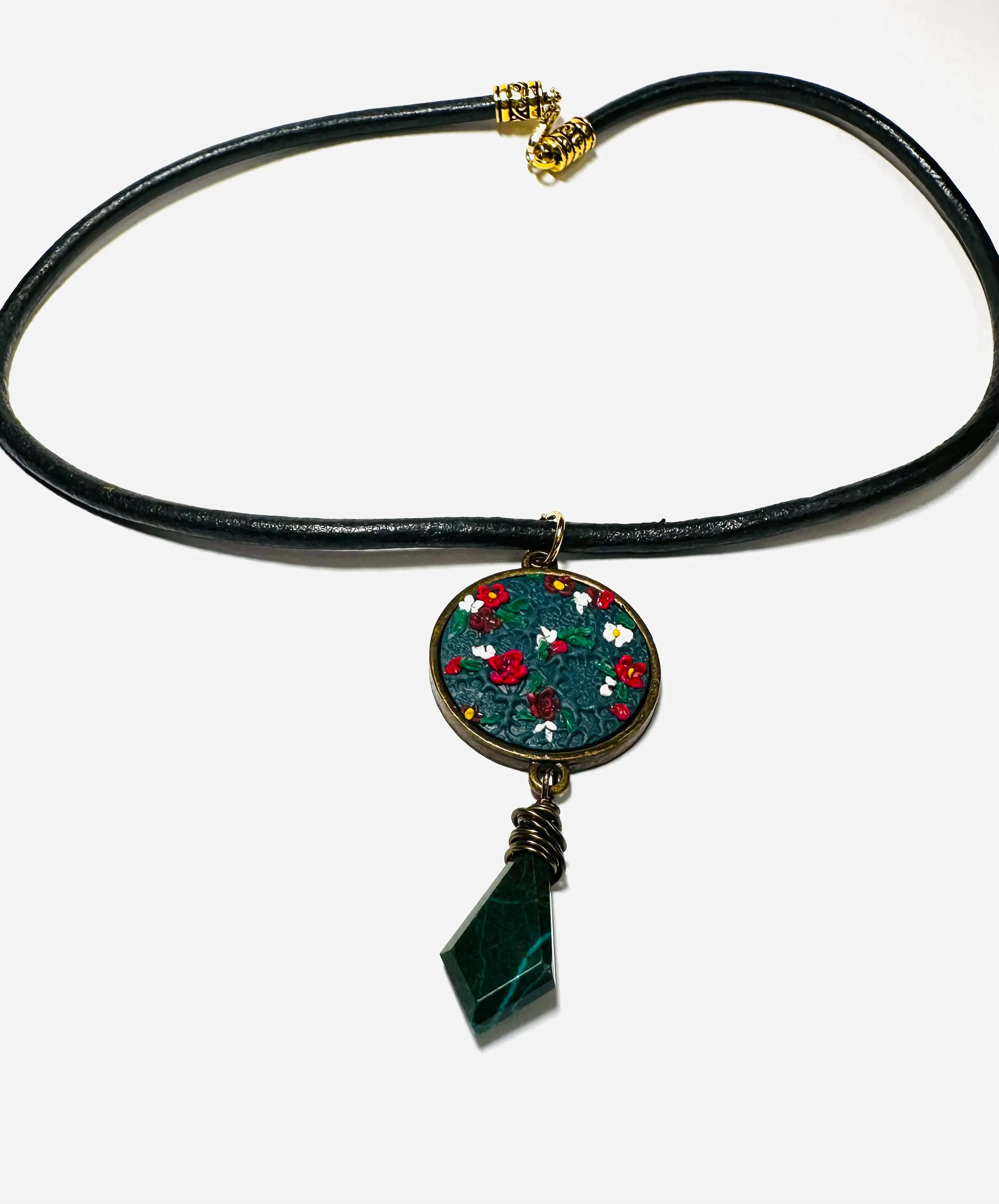 Polymer Clay Floral Sculpted Necklace