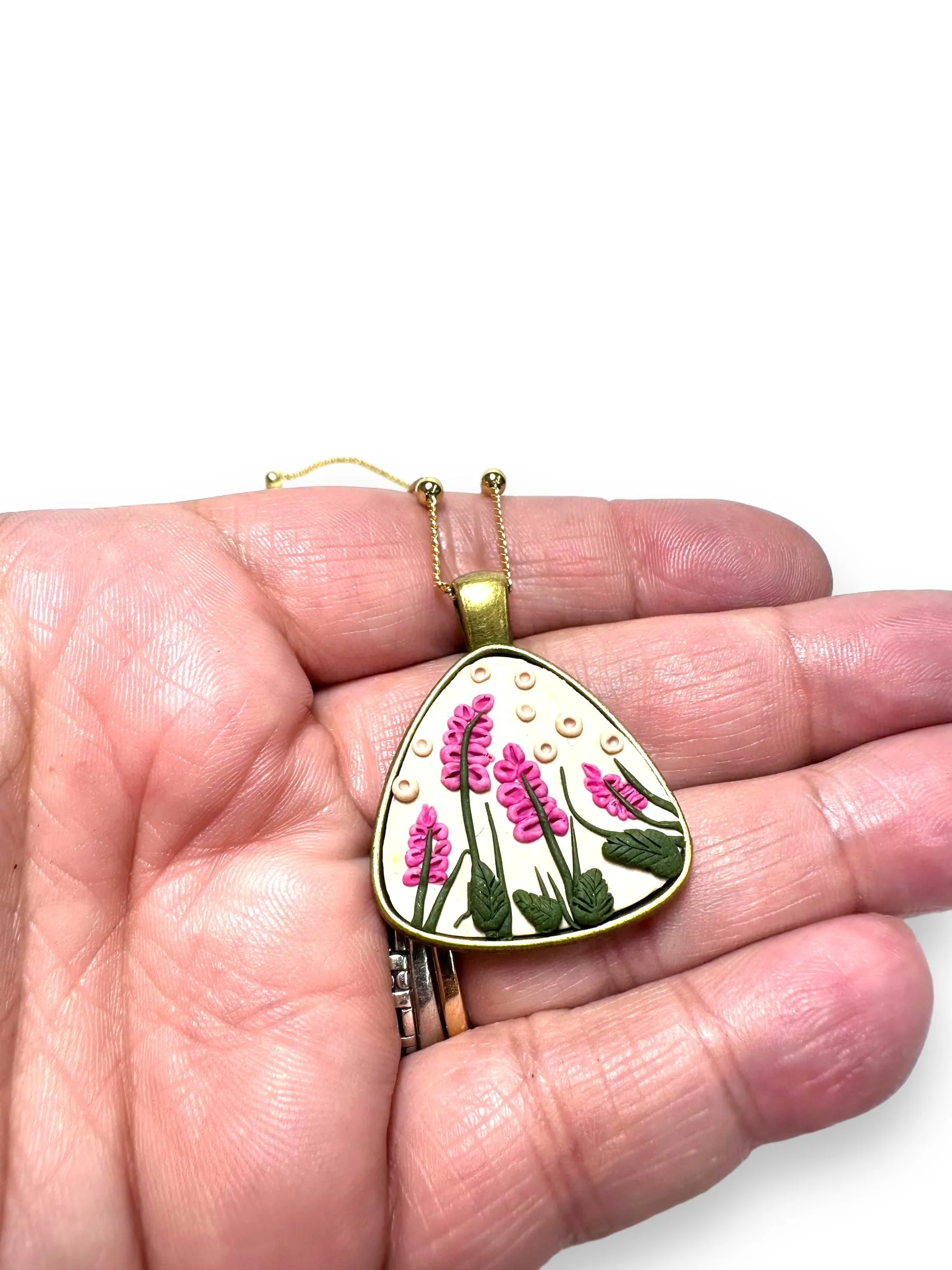 Polymer Clay Floral Sculpted Necklace