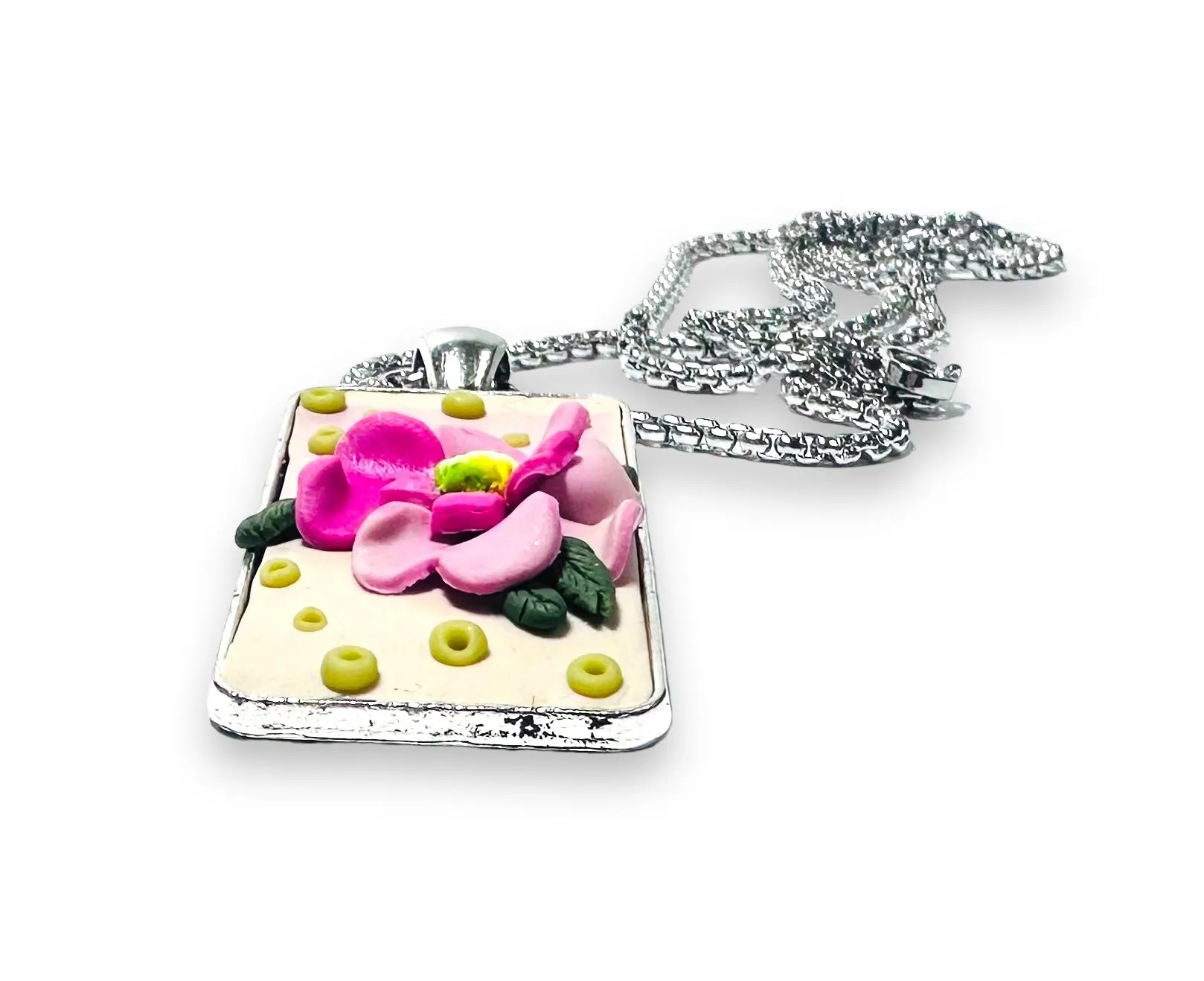Polymer Clay Floral Sculpted Necklace