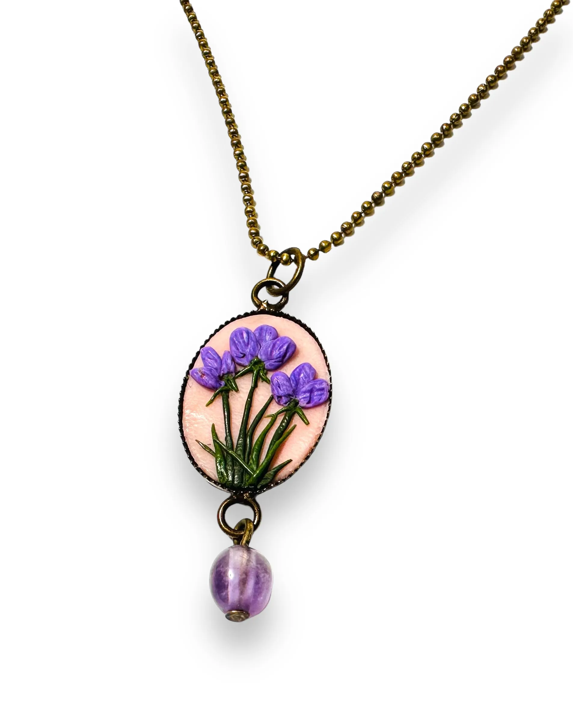 Polymer Clay Floral Sculpted Necklace