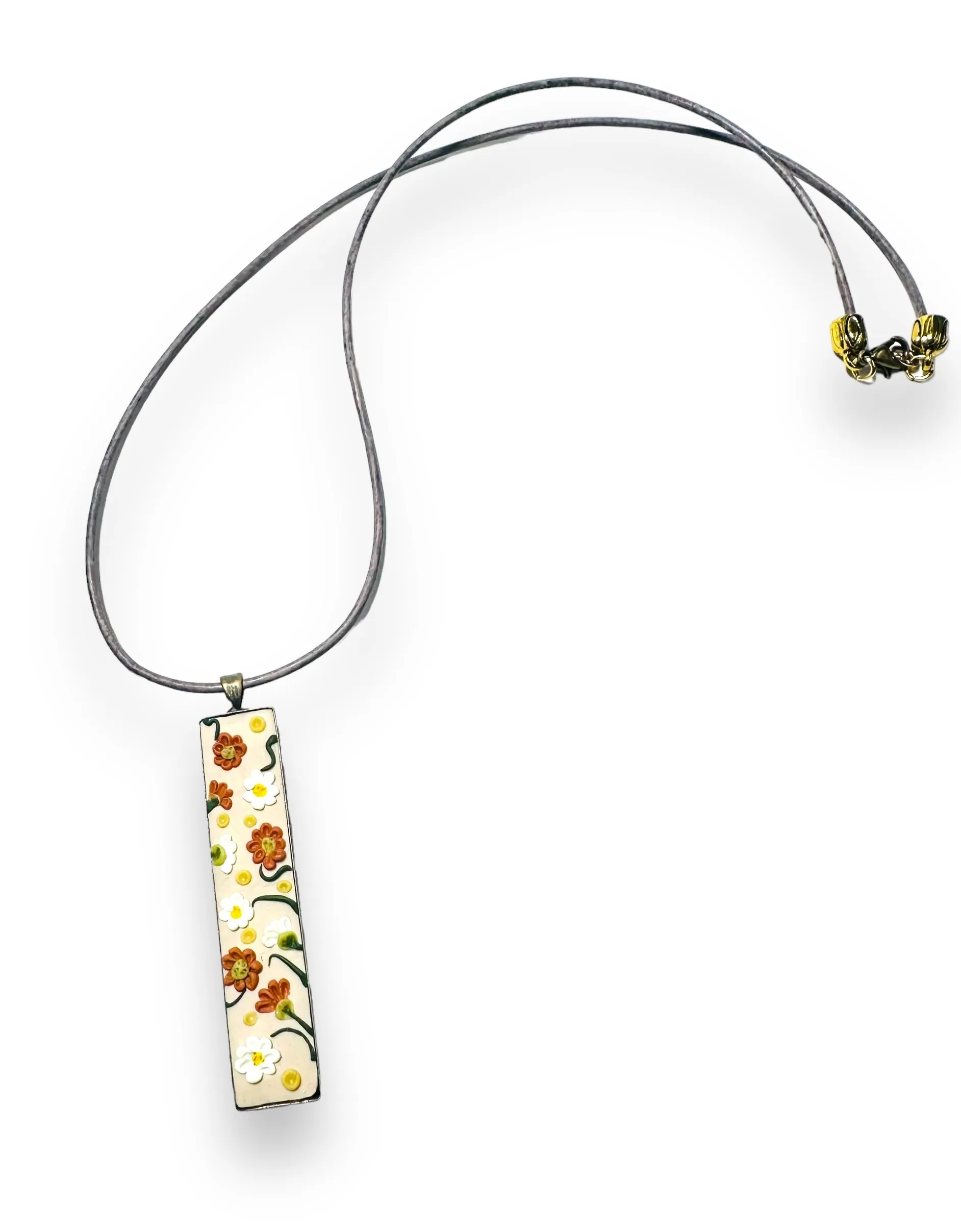 Polymer Clay Floral Sculpted Necklace