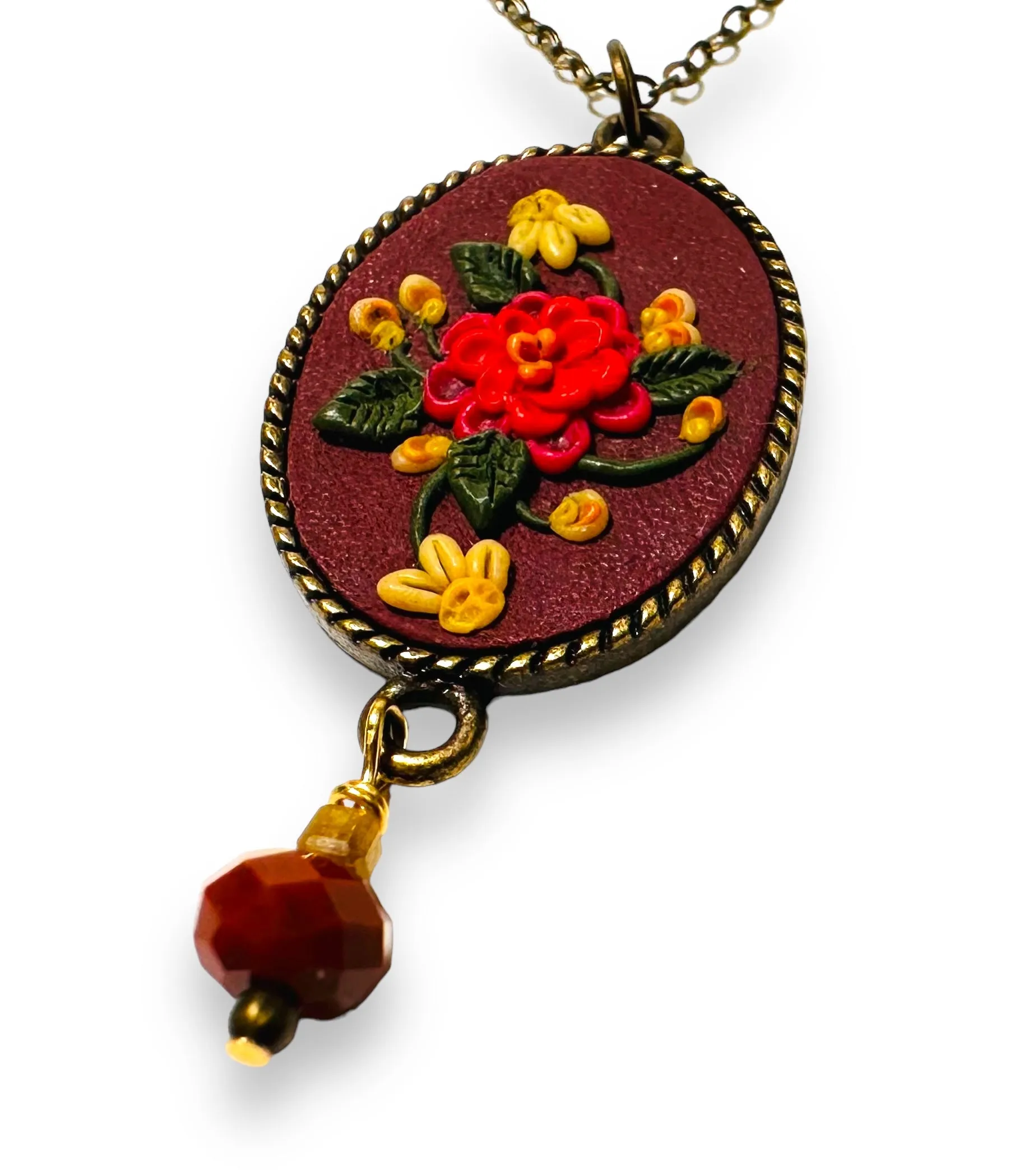 Polymer Clay Floral Sculpted Necklace