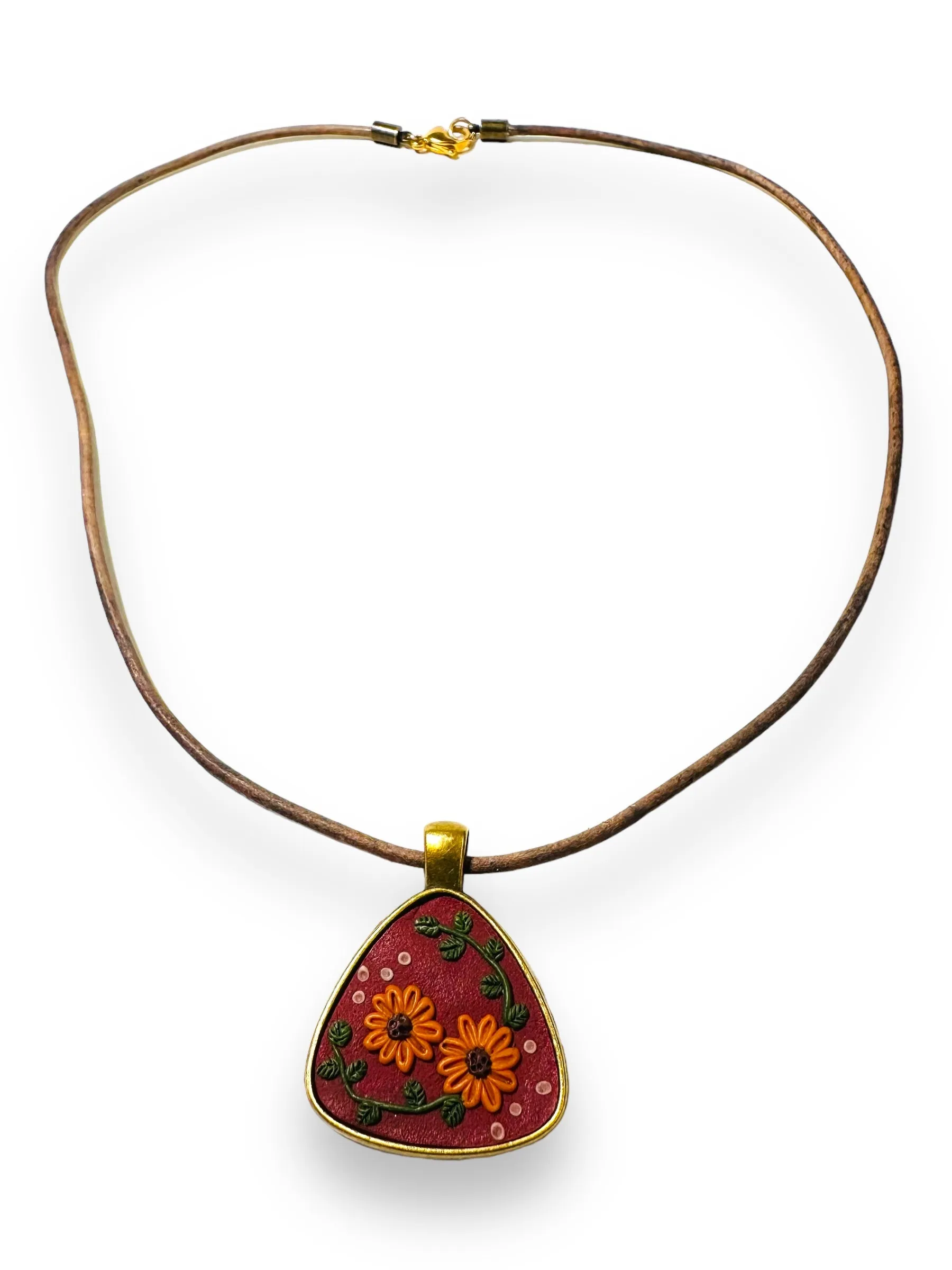 Polymer Clay Floral Sculpted Necklace
