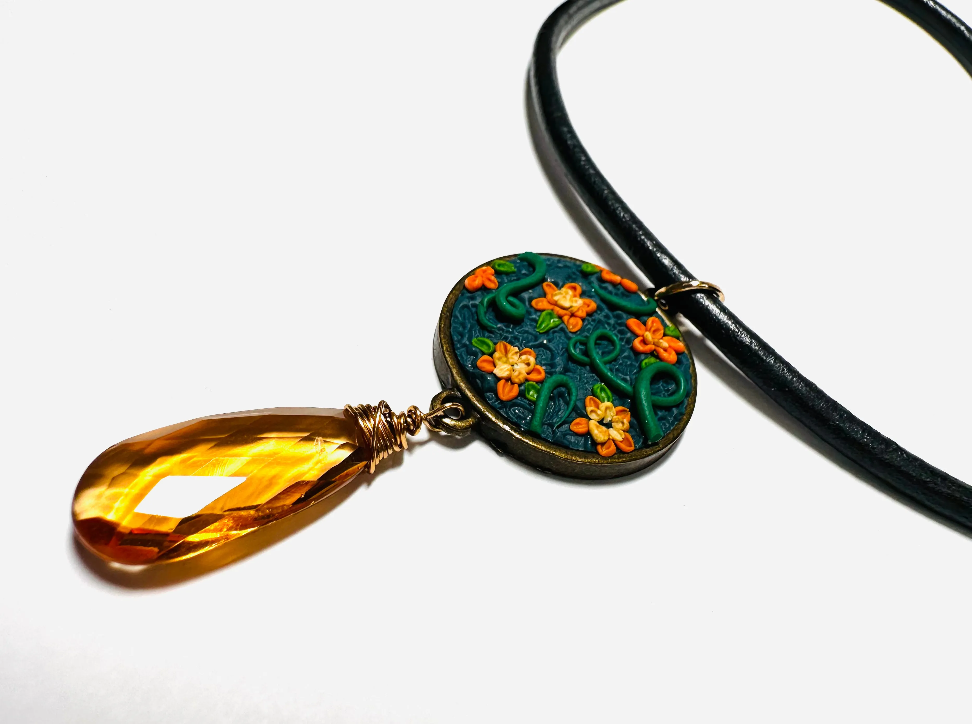 Polymer Clay Floral Sculpted Necklace