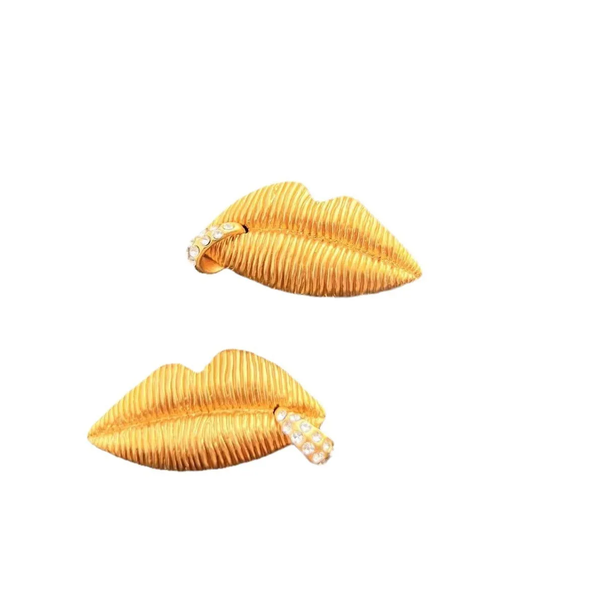 Pre Order:  Abstract Mouth Diamond Buckle Earrings