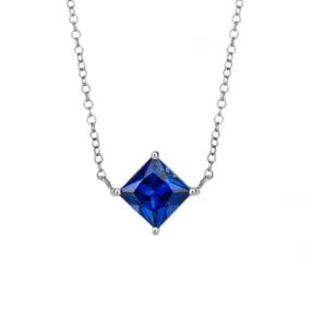 Princess cut lab created sapphire necklace GN375L