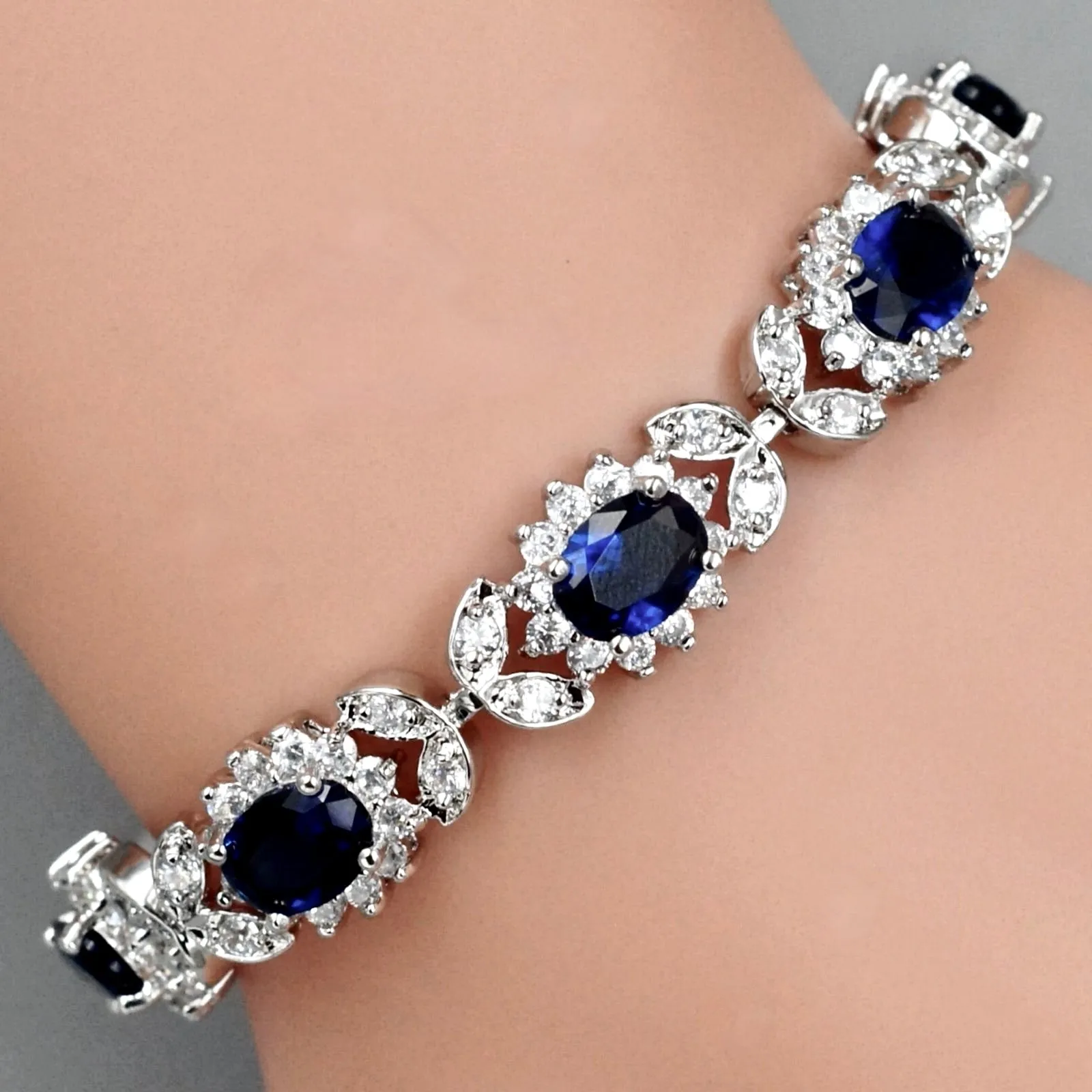 "Eleanor" - Blue Cubic Zirconia Bridal Bracelet