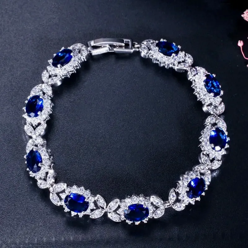 "Eleanor" - Blue Cubic Zirconia Bridal Bracelet