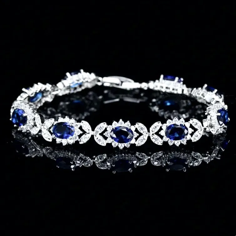"Eleanor" - Blue Cubic Zirconia Bridal Bracelet