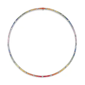 R.08® Une Rainbow Sapphire Necklace | 18K White Gold