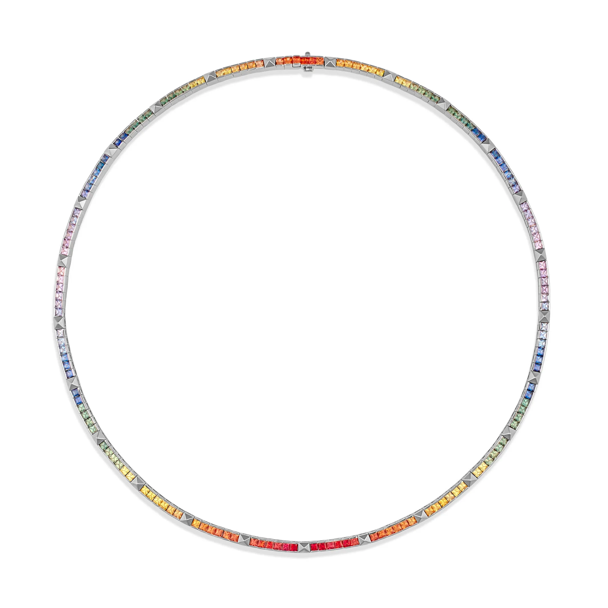 R.08® Une Rainbow Sapphire Necklace | 18K White Gold
